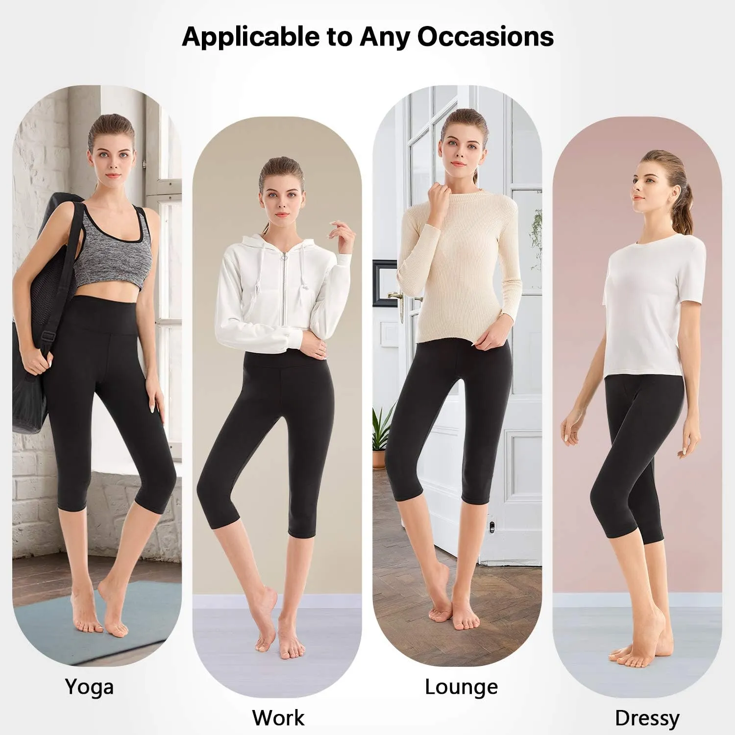 SINOPHANT 3/4 Leggings Damen High Waist 2er Pack blickdicht