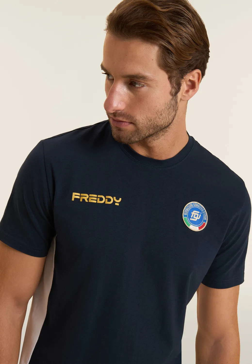 Freddy Italia FGI Herren T-Shirt dunkelblau-weiß Stretch