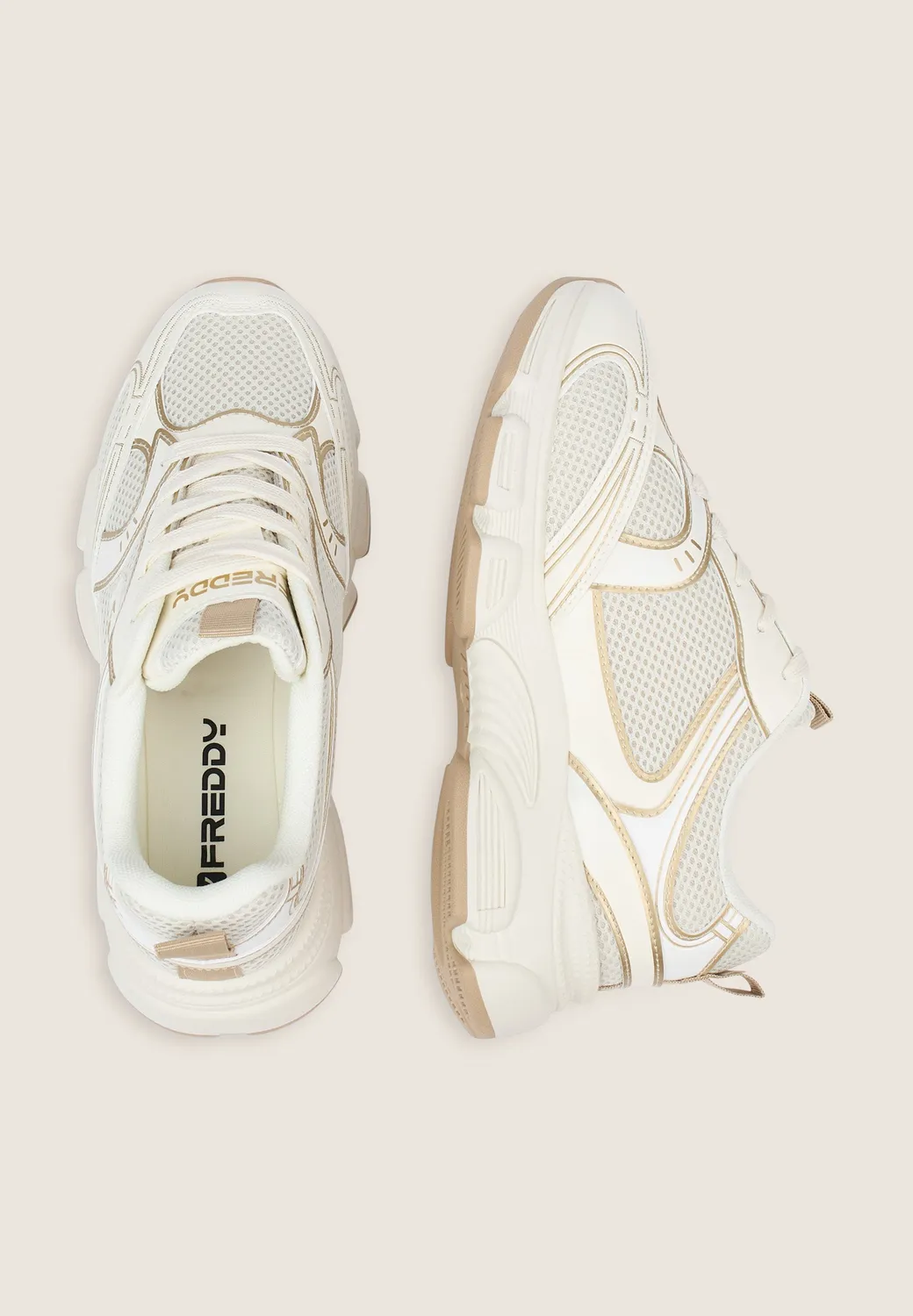 Freddy Sneakers White-Silver Mesh Memory-Foam Damen