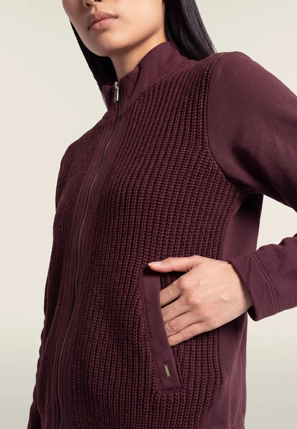 Freddy Slim Ripp Sweatjacke Damen Decadent Chocolate figurbetont