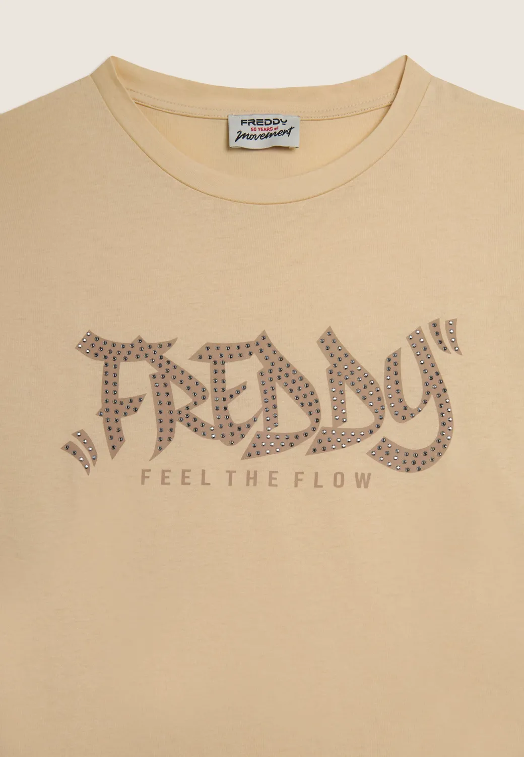 Freddy Feel the Flow T-Shirt Damen Schwarz Nieten-Print