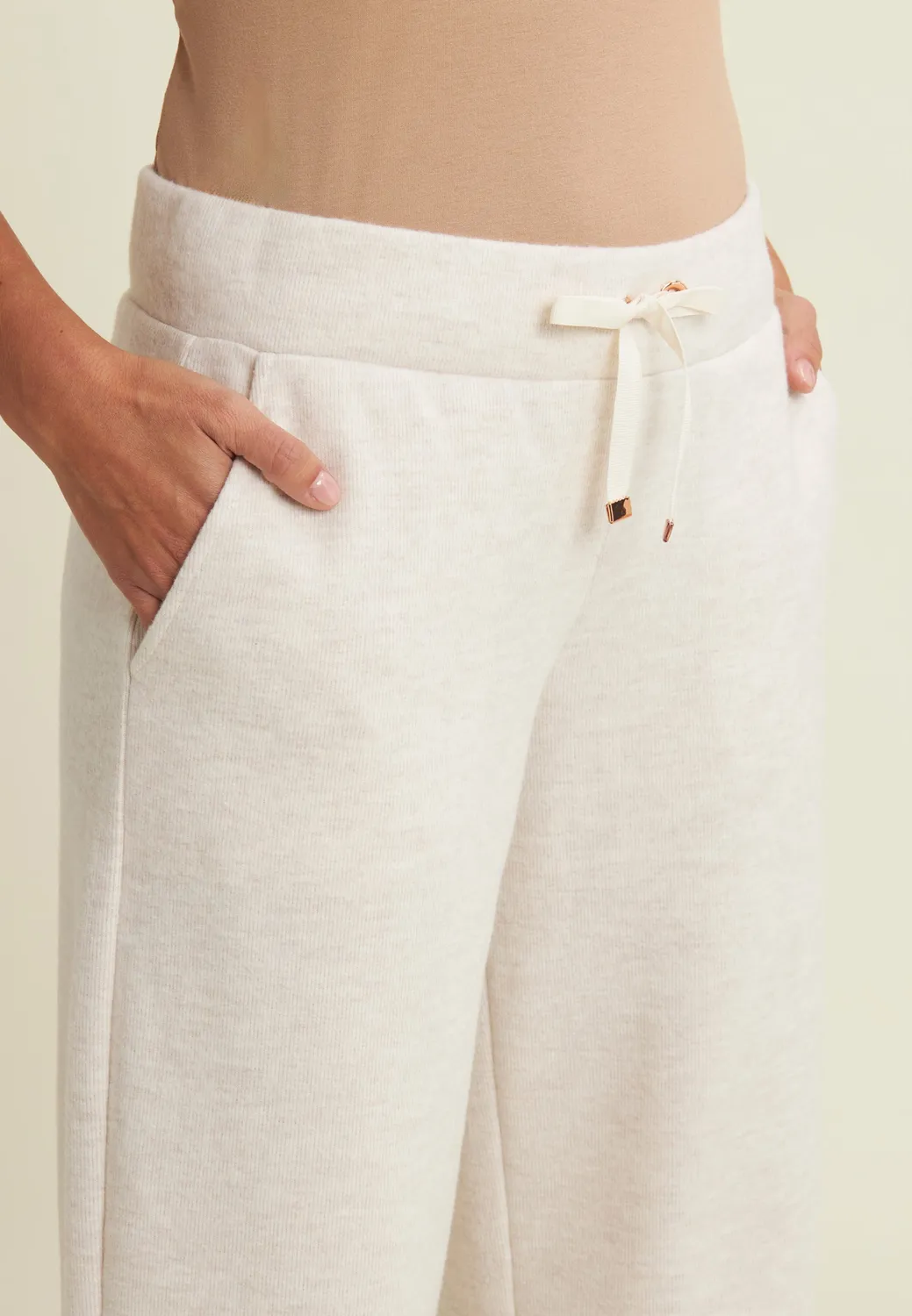 Freddy Hose Wide Leg Damen Grey Melange Tricot-Optik
