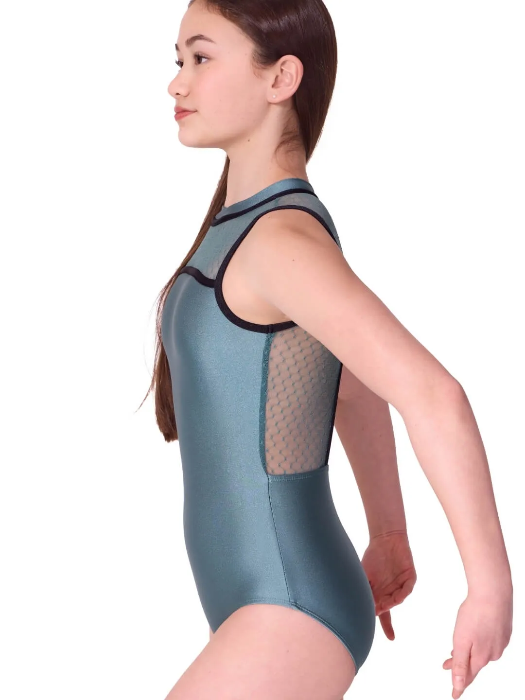 Capezio Enchanted Contrast Beloved Mock Neck Trikot Evergreen Fog