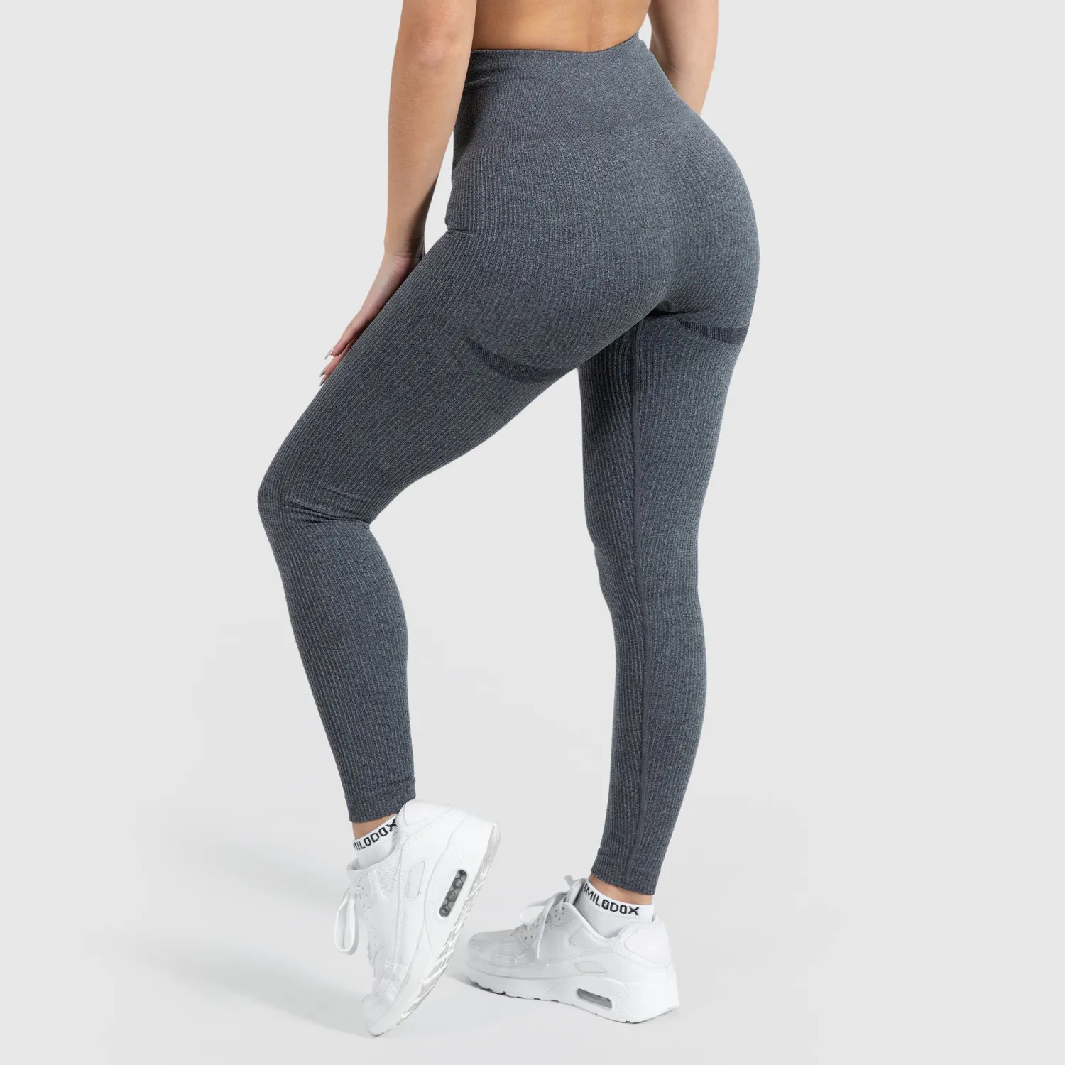 Smilodox Amaze Ripp Leggings Damen Schwarz Kompression