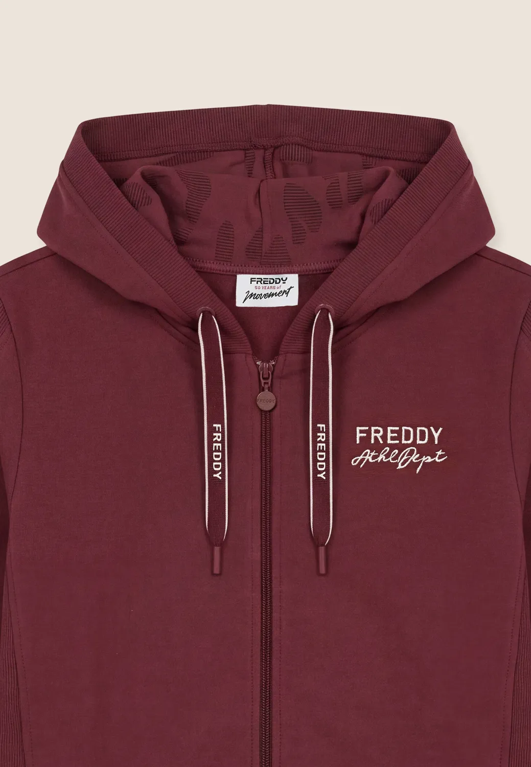 Freddy Damen Sweatjacke Zip Kapuze Schwarz Rippstrick