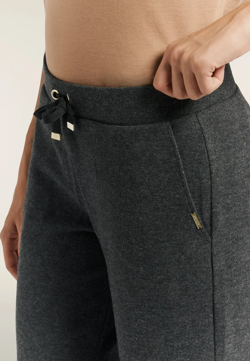 Freddy Wide Leg Jogginghose Damen Schwarz meliert