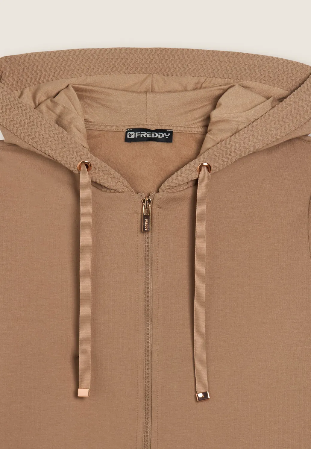 Freddy Damen Hoodie Modal schwarz mit Zopf-Insert