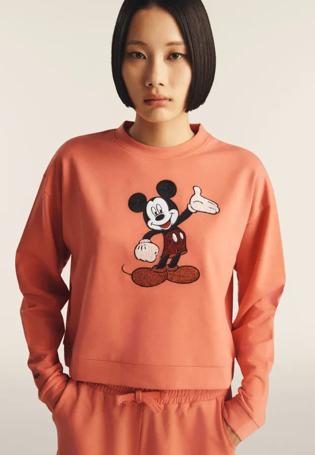 Freddy Mickey Mouse Cropped Sweatshirt weiß Comfort Fit