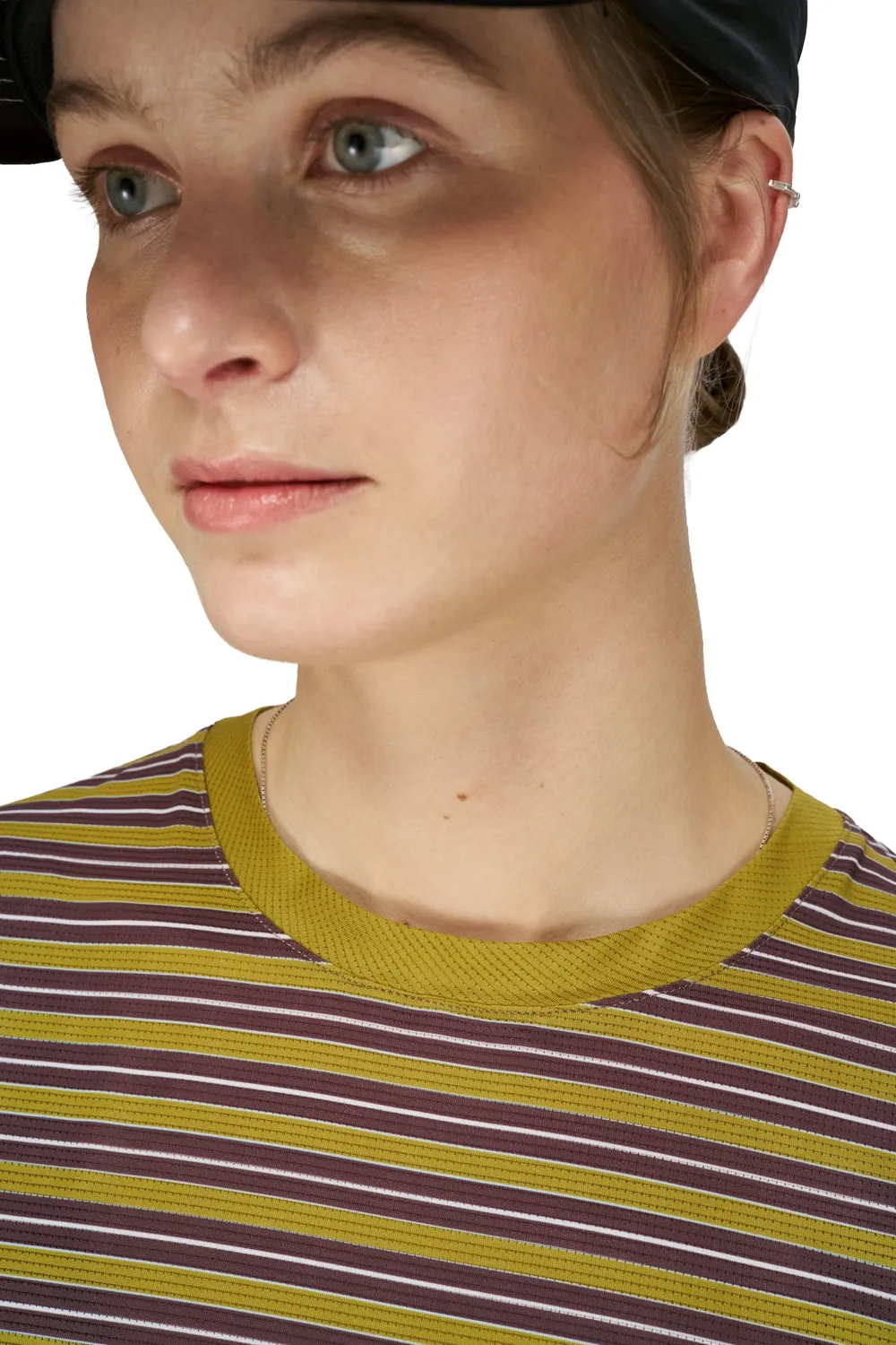 UNNA Wavy Tee Striped Laufshirt Mud Gold atmungsaktiv