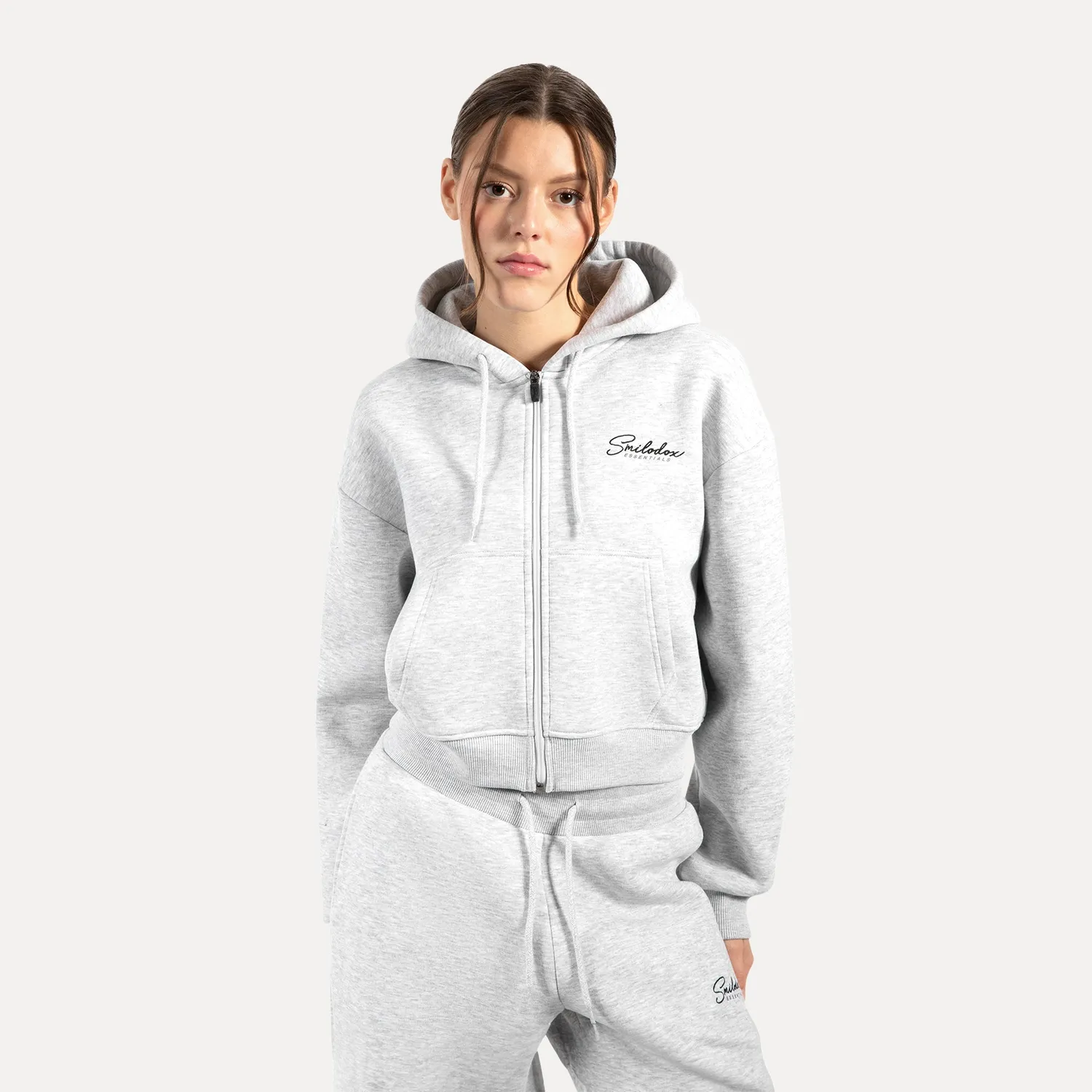 Smilodox Enara Zip Jacke Damen Schwarz Regular Fit