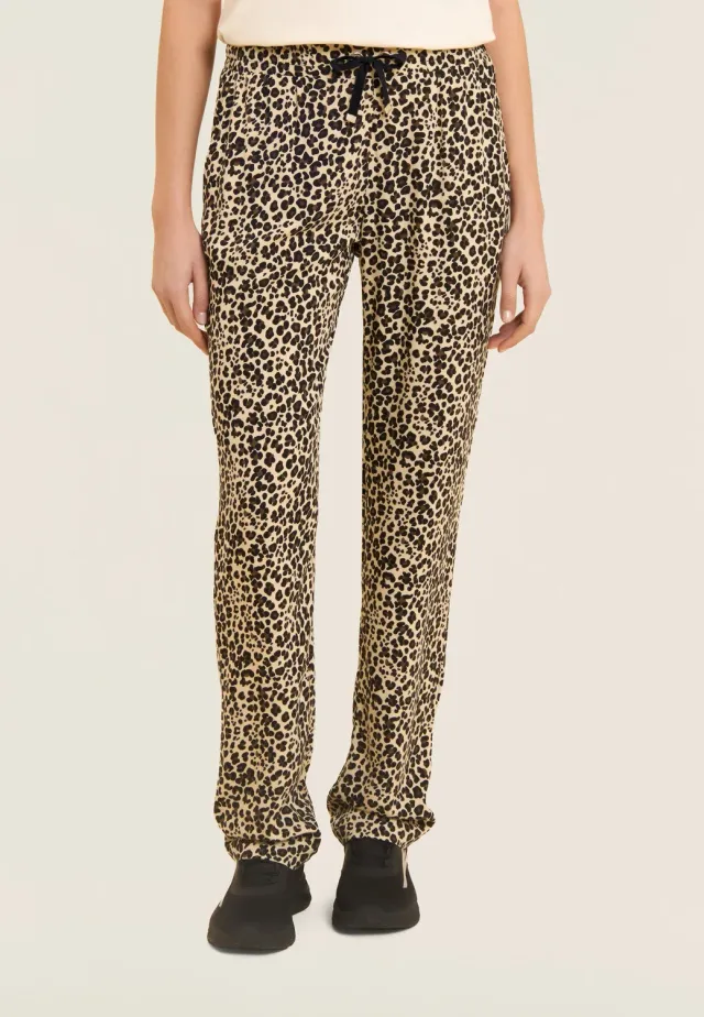 Freddy Viskose Hose Damen Straight Leg Animalier Grau