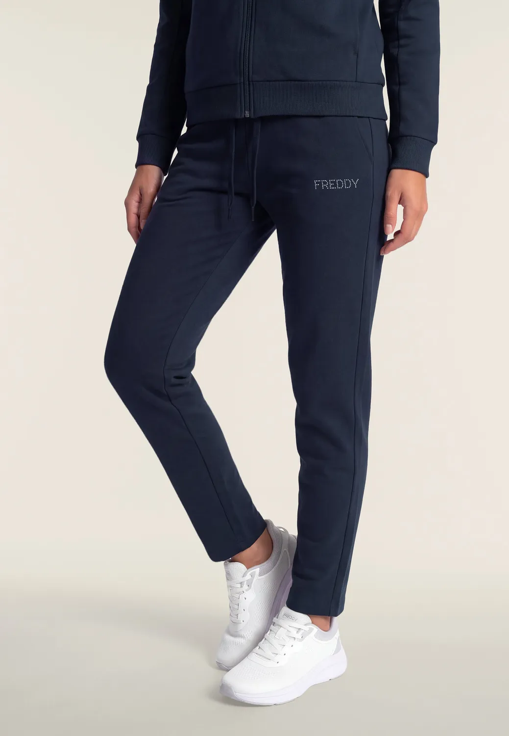 Freddy Trainingsanzug Damen Schwarz Perlen-Logo warm