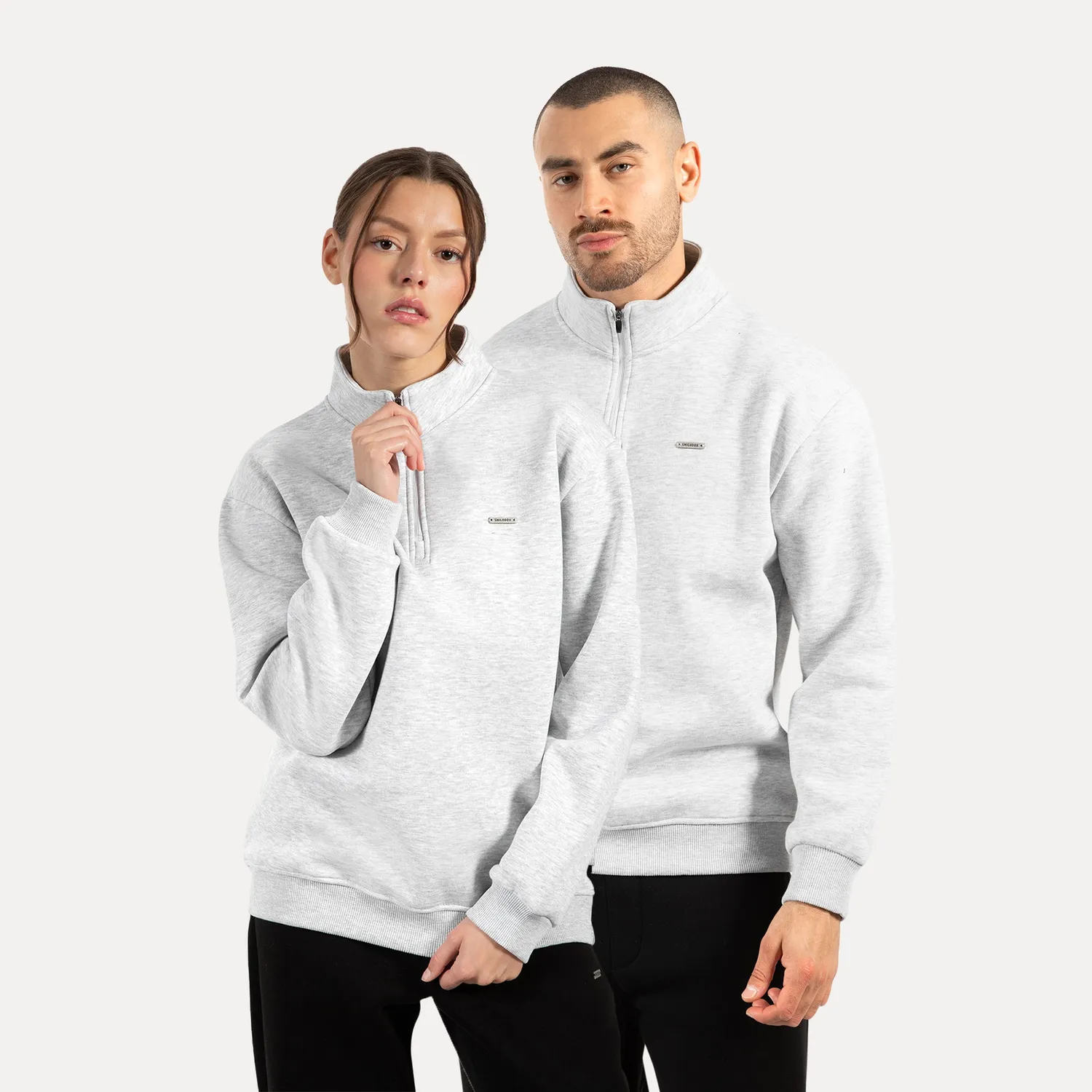 Smilodox Lunara Jago Half-Zip Sweatshirt Schwarz Baumwolle