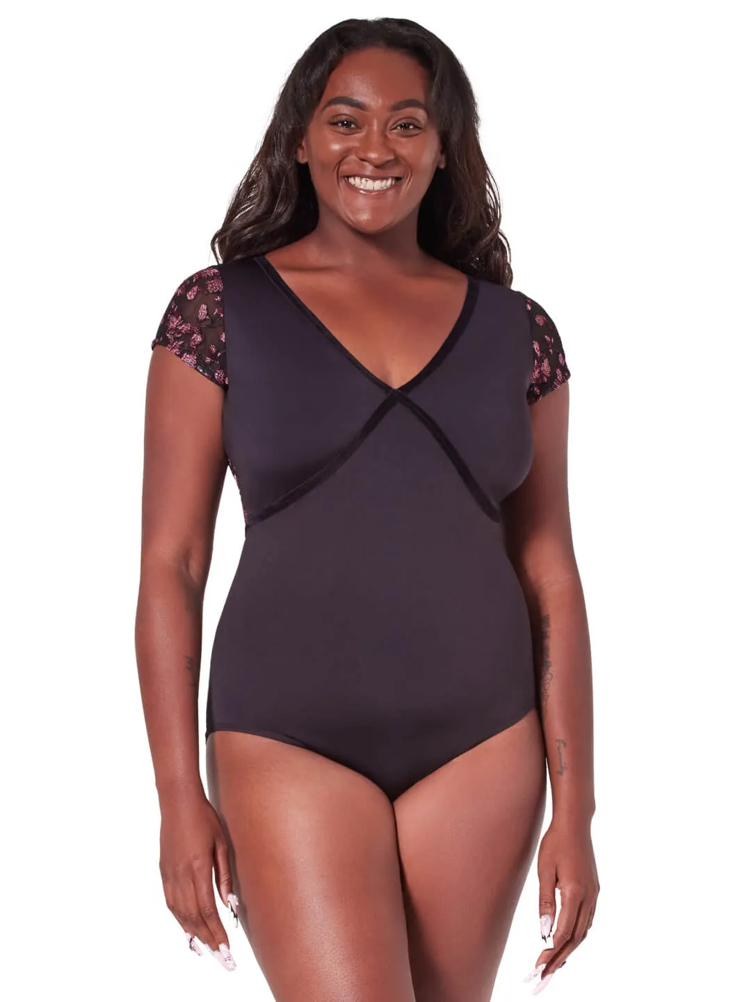 Capezio Ornate Romance F12402W Ballettanzug Mesh Schwarz