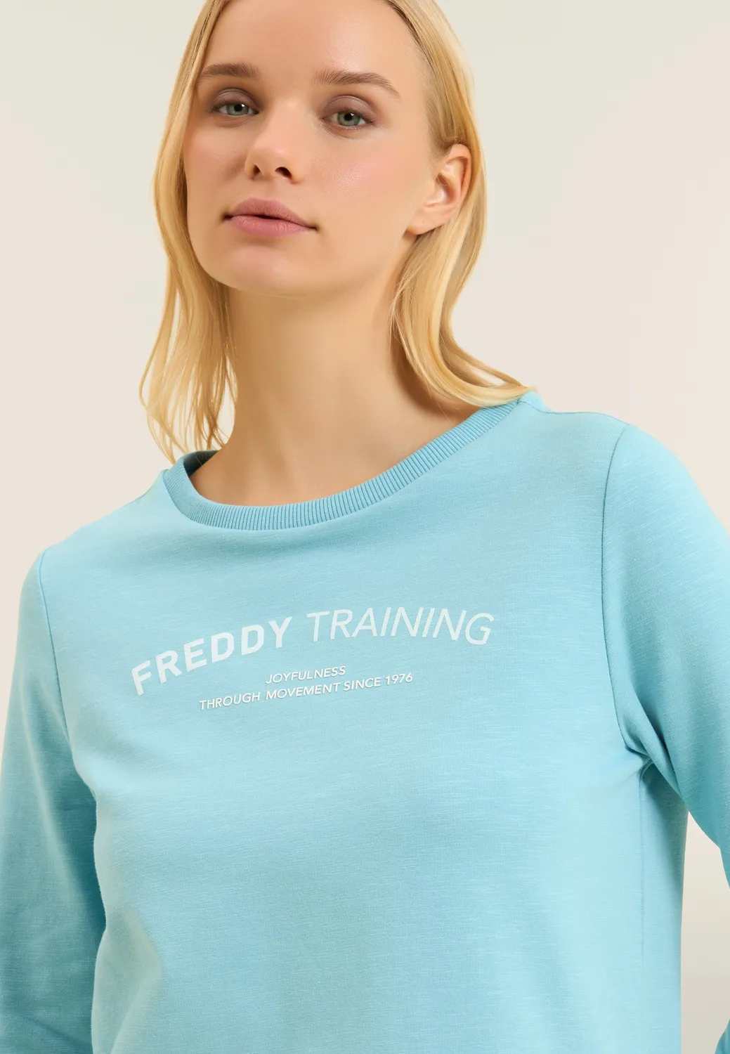 Freddy Wickel Rundhals Sweatshirt Damen Dunkelblau Glitzer