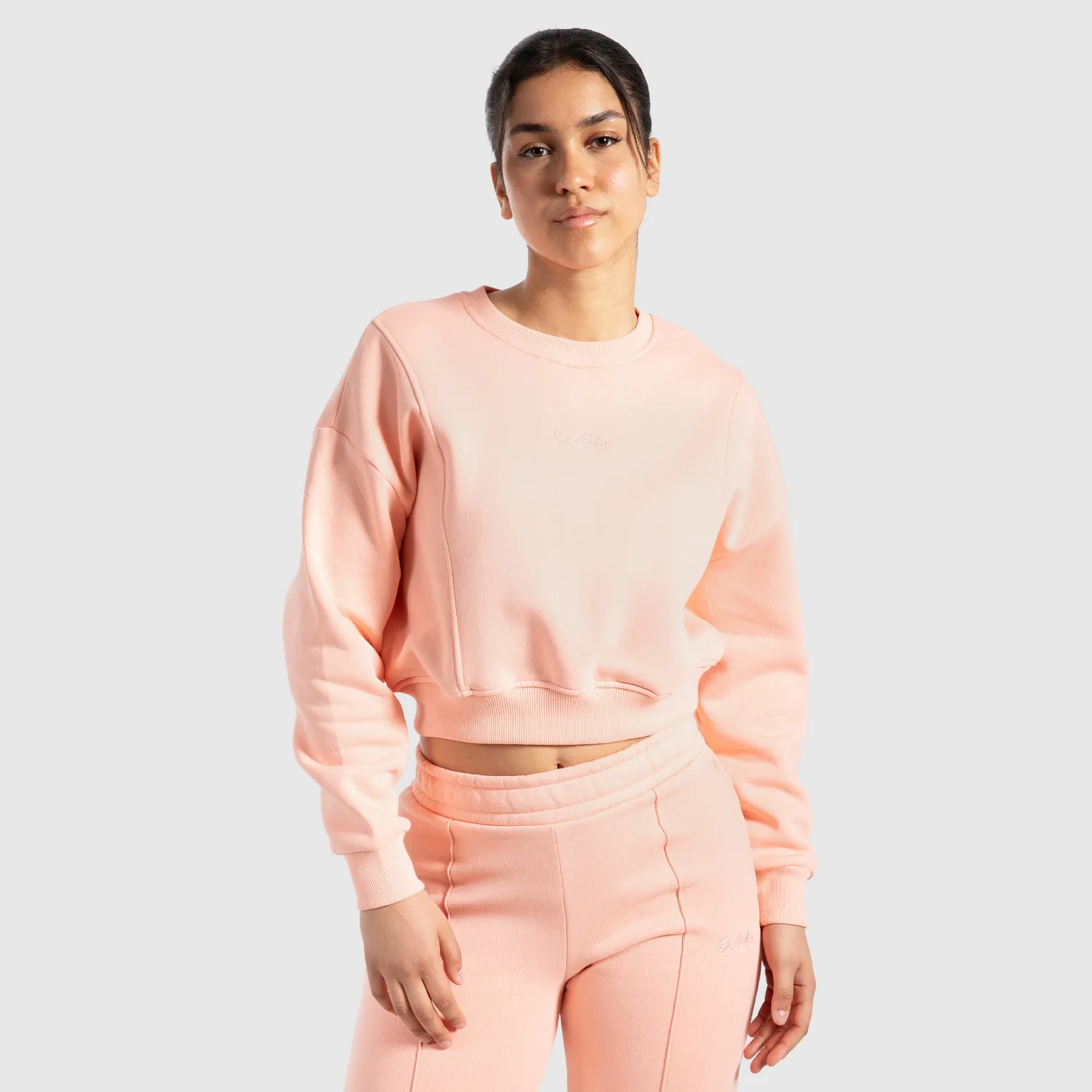 Smilodox Lunara Siana Sweatshirt Grau Melange Cropped