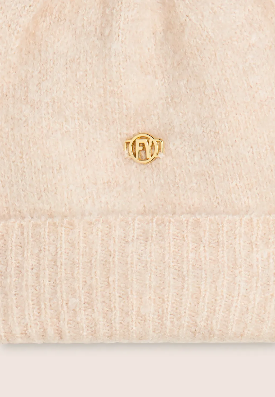 Freddy Bouclé Beanie Damen Sand Einheitsgröße Goldlogo