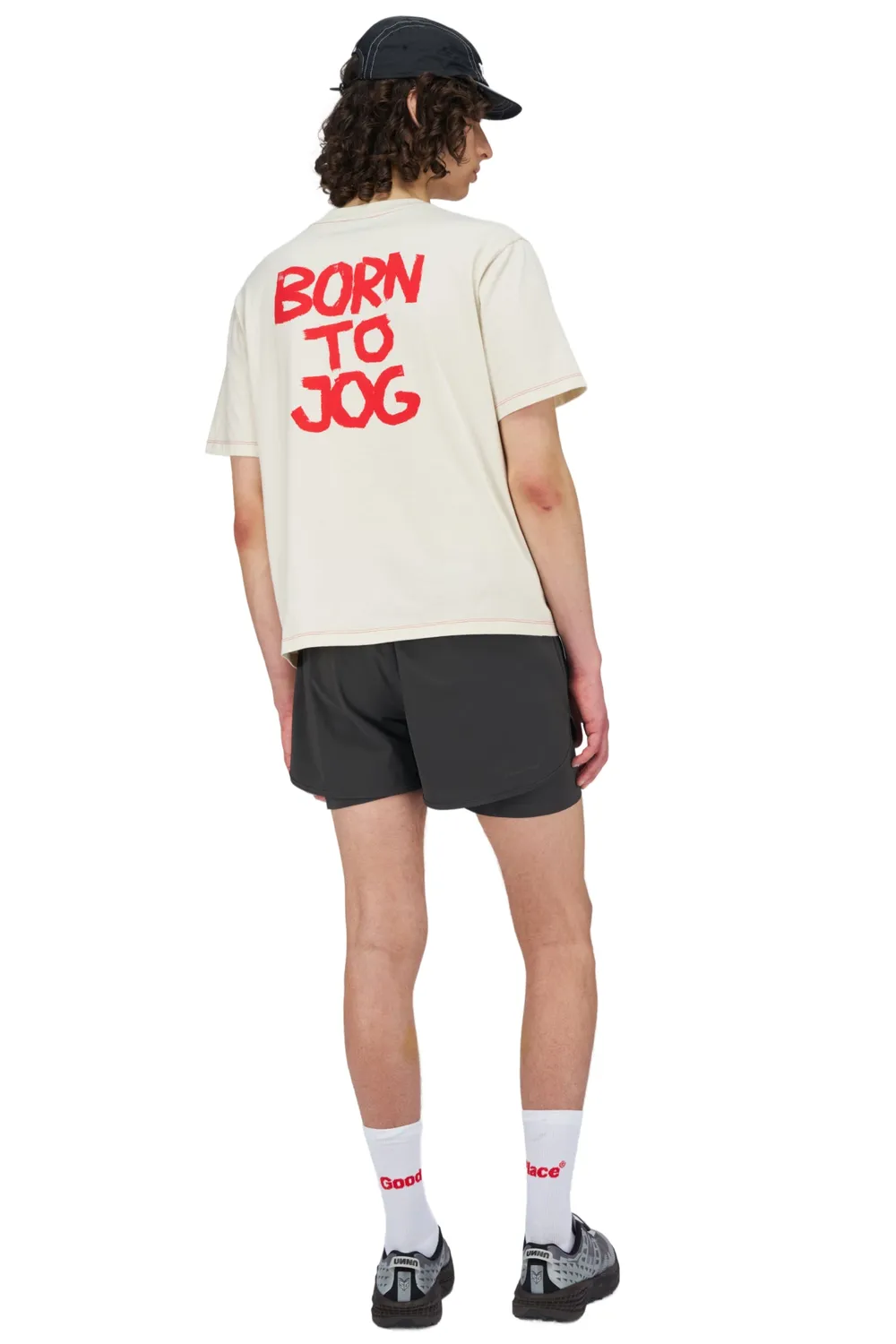 UNNA Born To Jog Tee T-Shirt Vanilla White