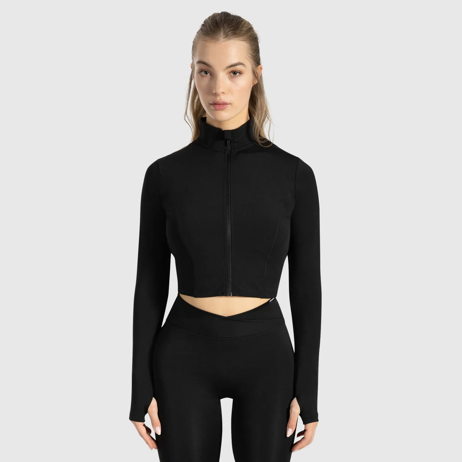 Smilodox Lunara Nilai Crop Jacke Schwarz cropped