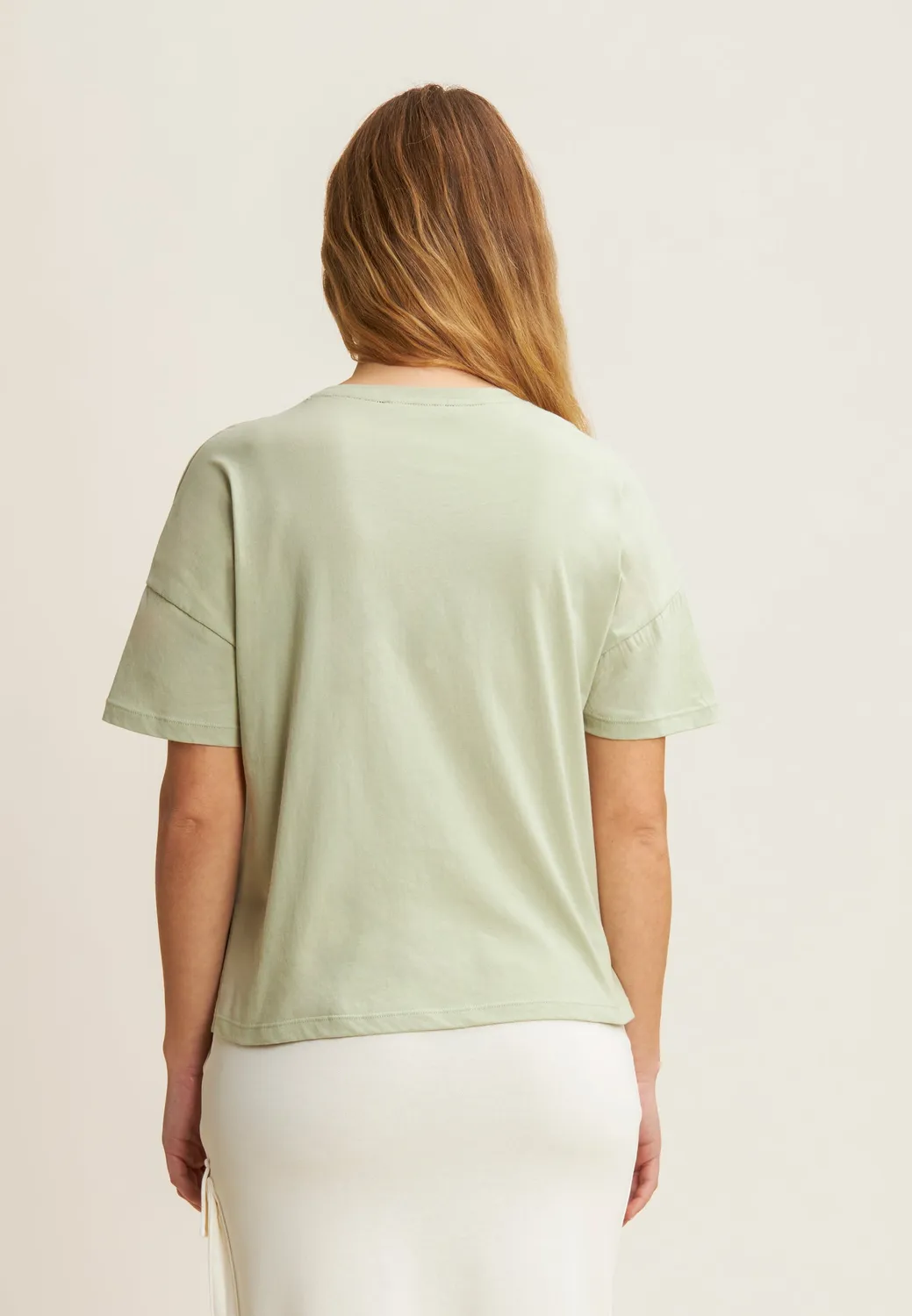 Freddy Cropped T-Shirt Fusion Coral mit Schlitzen