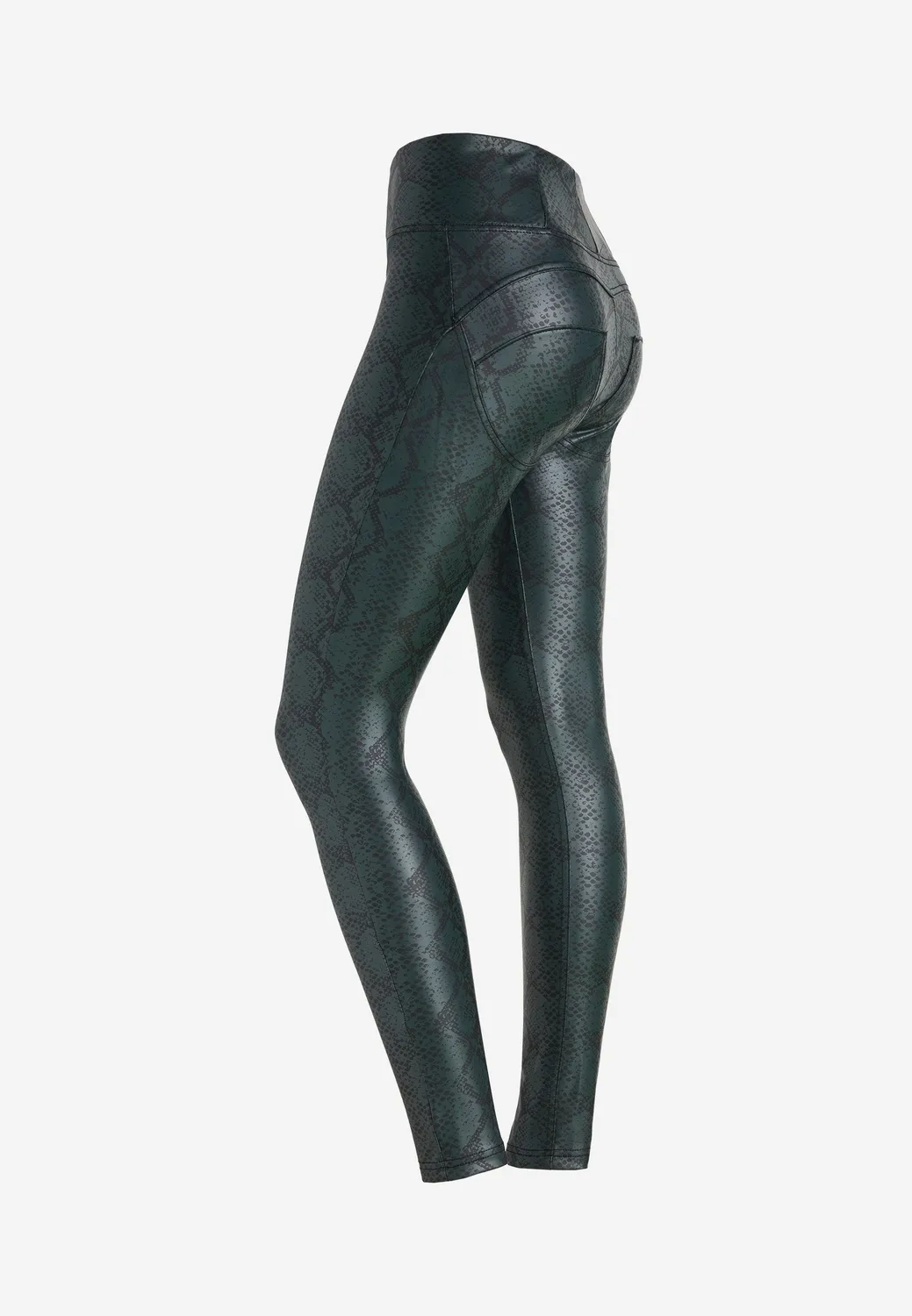 Freddy WR.UP Leggings High Waist Kunstleder Python Blau