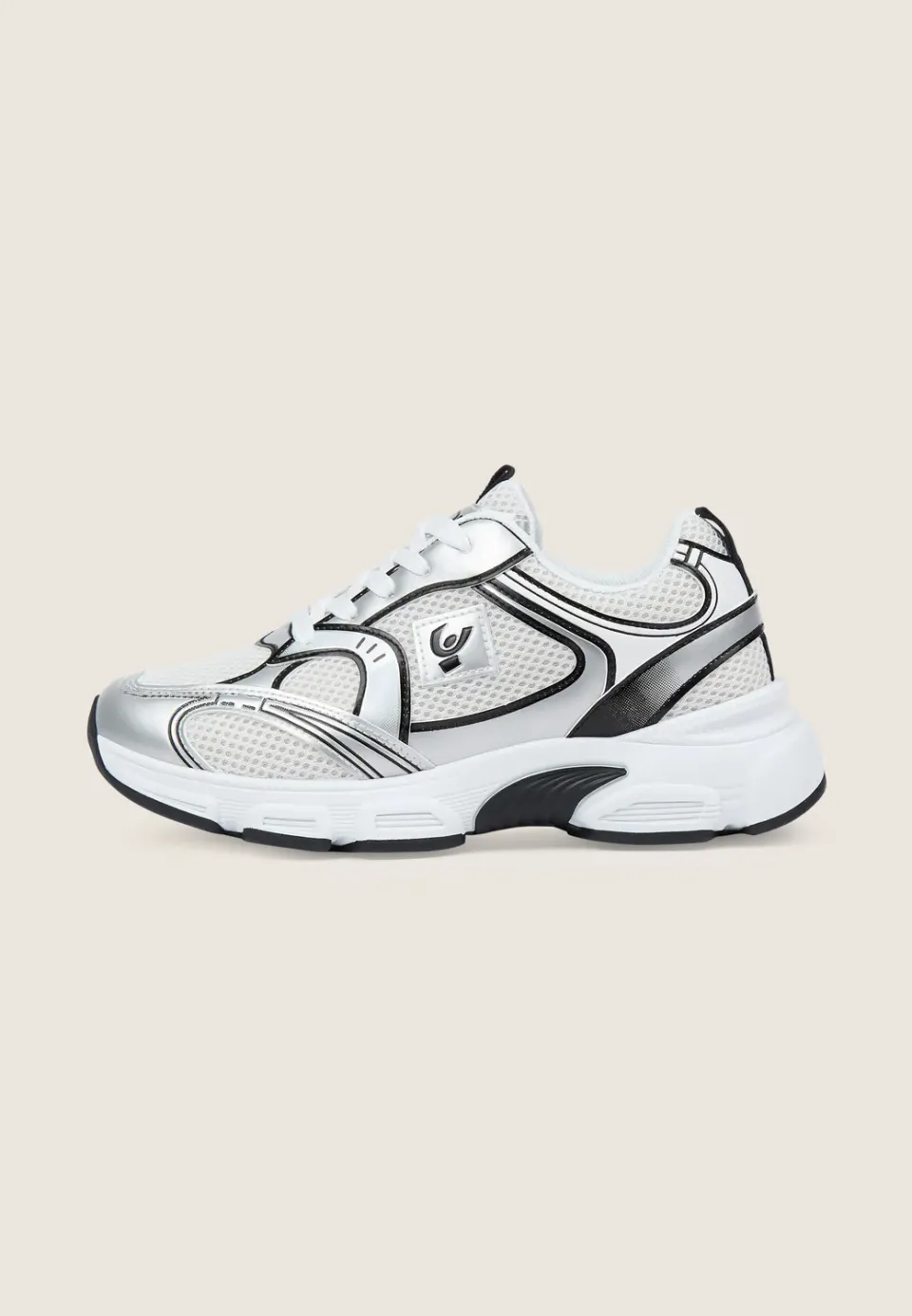 Freddy Sneakers White-Silver Mesh Memory-Foam Damen