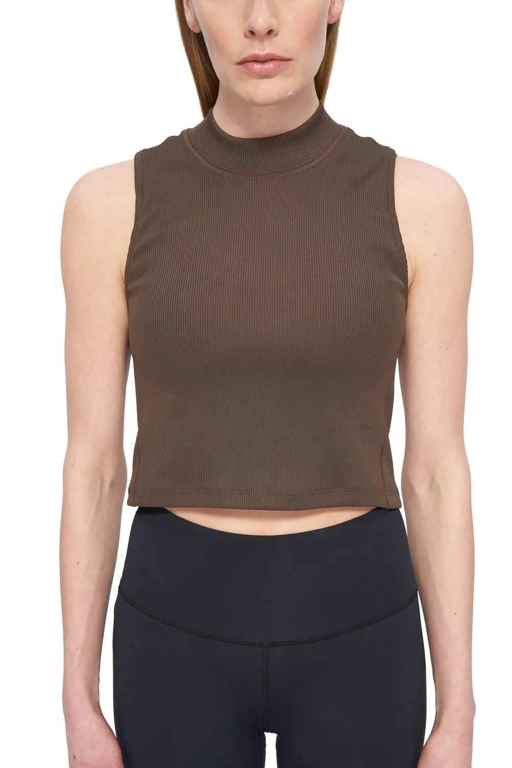 UNNA Balance Crop Top Croptop Wren Brown gerippt