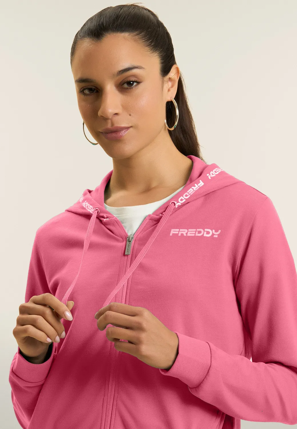Freddy Trainingsanzug Kapuze Rosa-Schwarz Baumwolle
