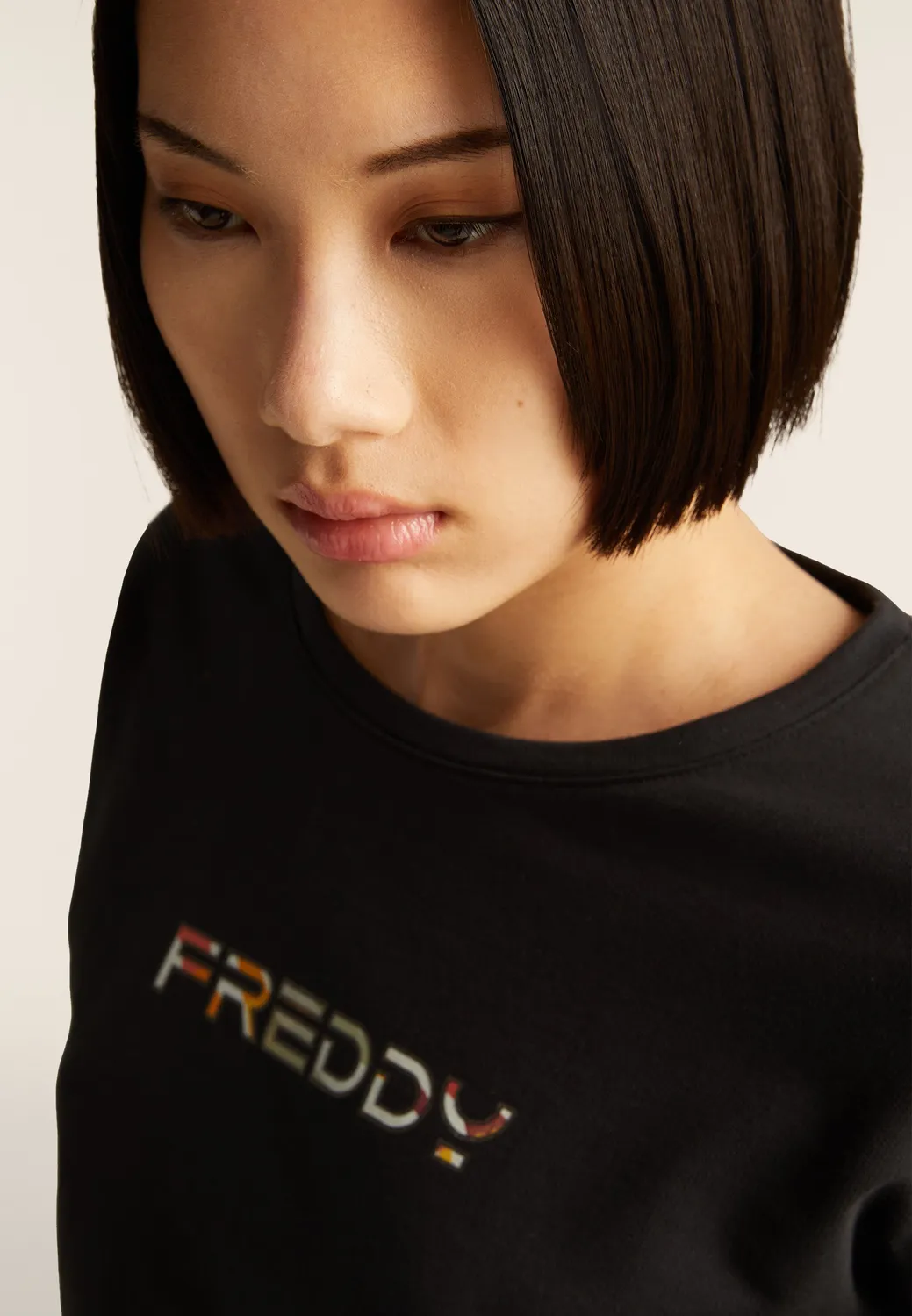 Freddy Logo Multicolore Cropped Sweatshirt Hawthorn Rose garzato