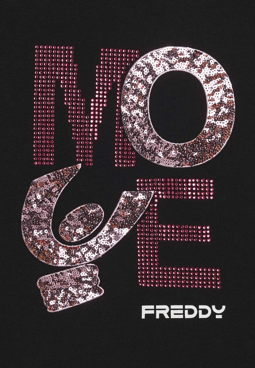 Freddy Junior Cropped T-Shirt MOVE Nero Strass Pailletten