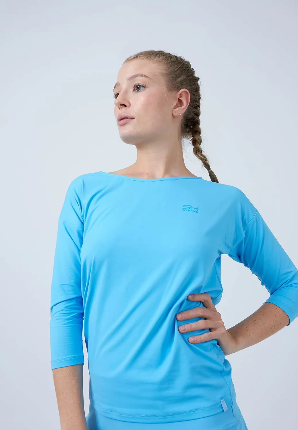 SPORTKIND Loose Fit 3/4 Shirt Tennisshirt lockerer Schnitt