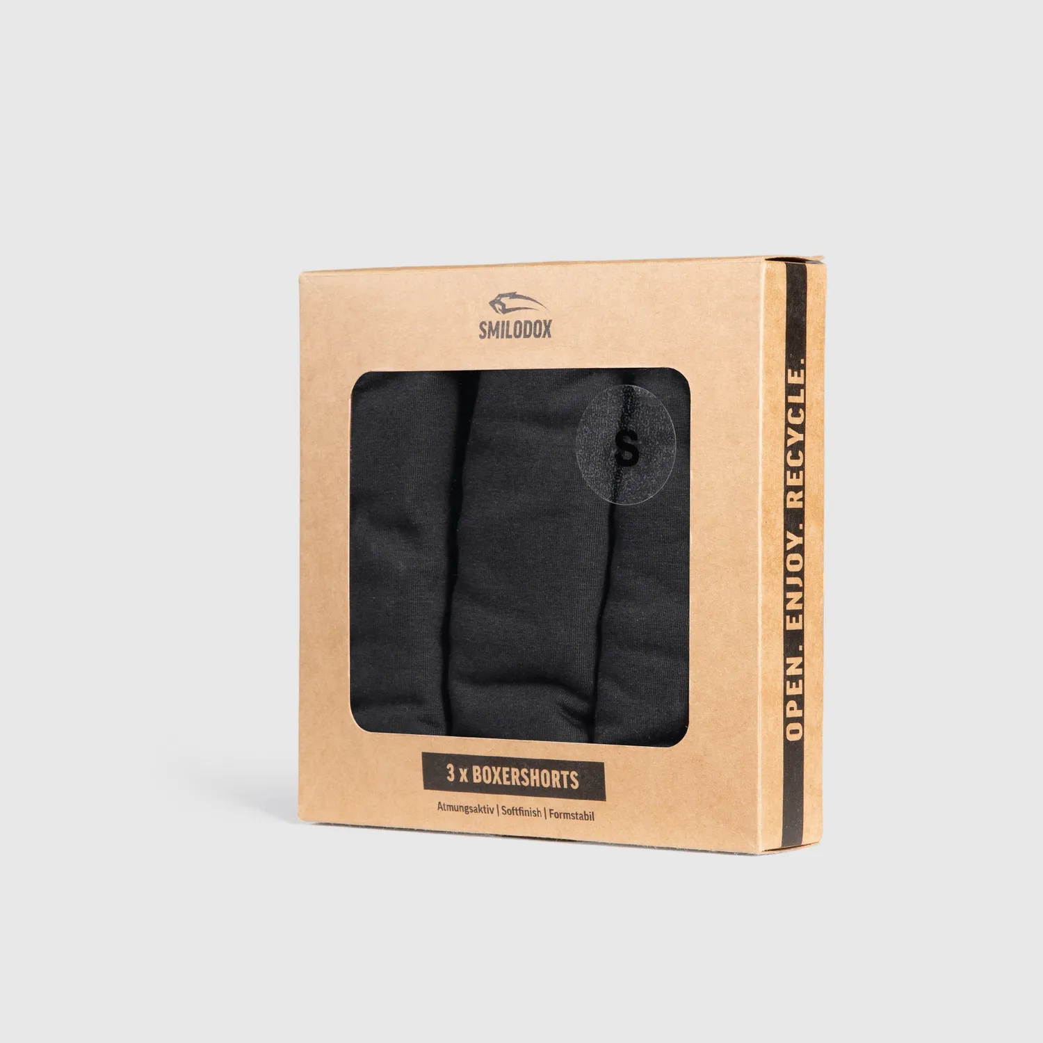 Smilodox Modal Boxershorts 3er Pack Schwarz lang