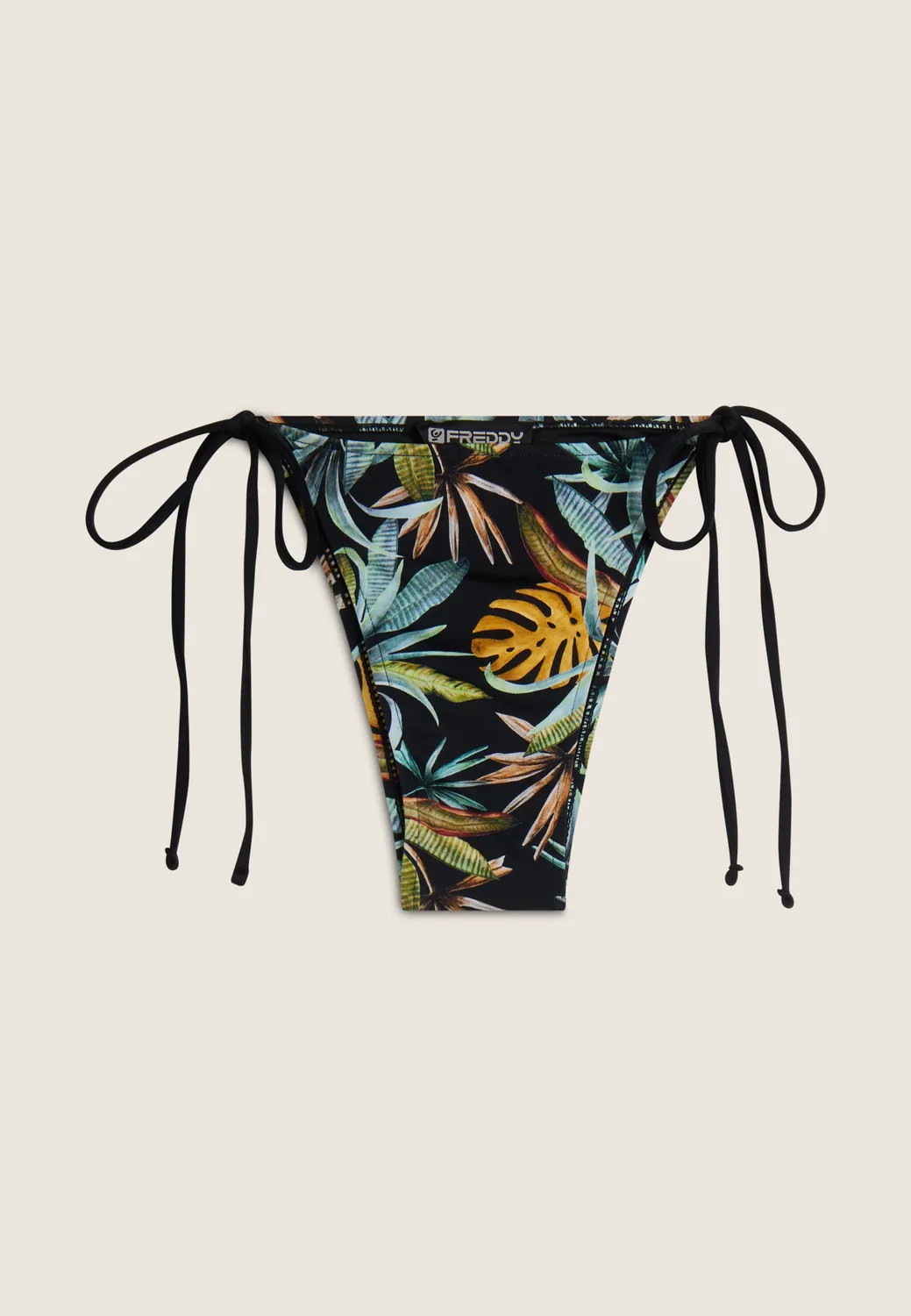 Freddy Bikinihose Tropical-Print Schwarz Schnürung verstellbar