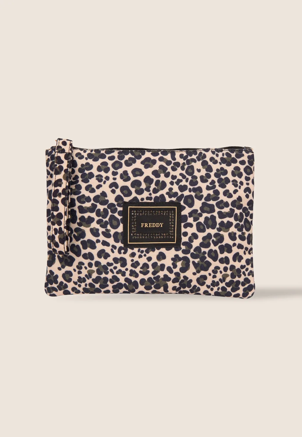 Freddy Canvas Clutch Animalier Zip Whitecap Gray 23cm