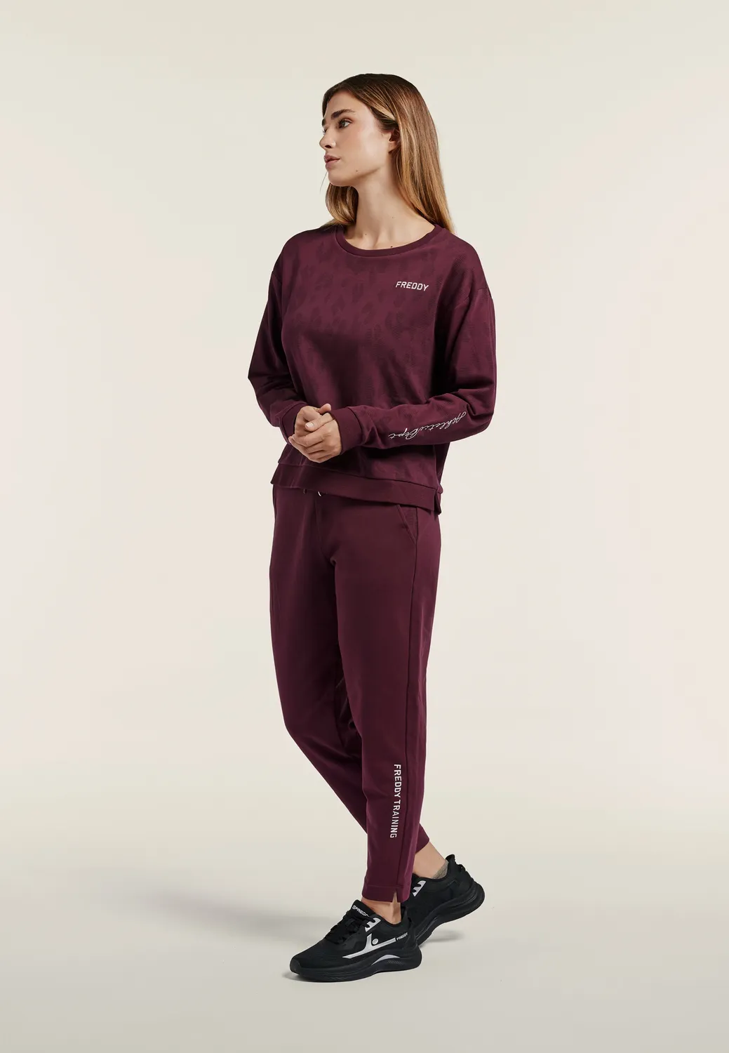 Freddy Leopard Sweatshirt Damen Schwarz Baumwolle Regular Fit