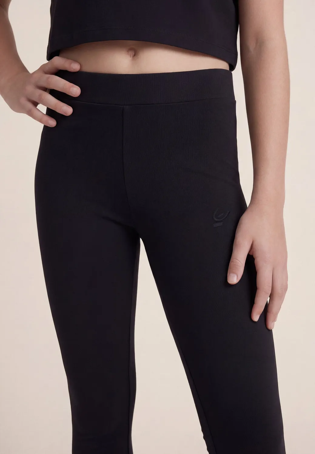 Freddy Leggings Mädchen Schwarz lang gesticktes Logo