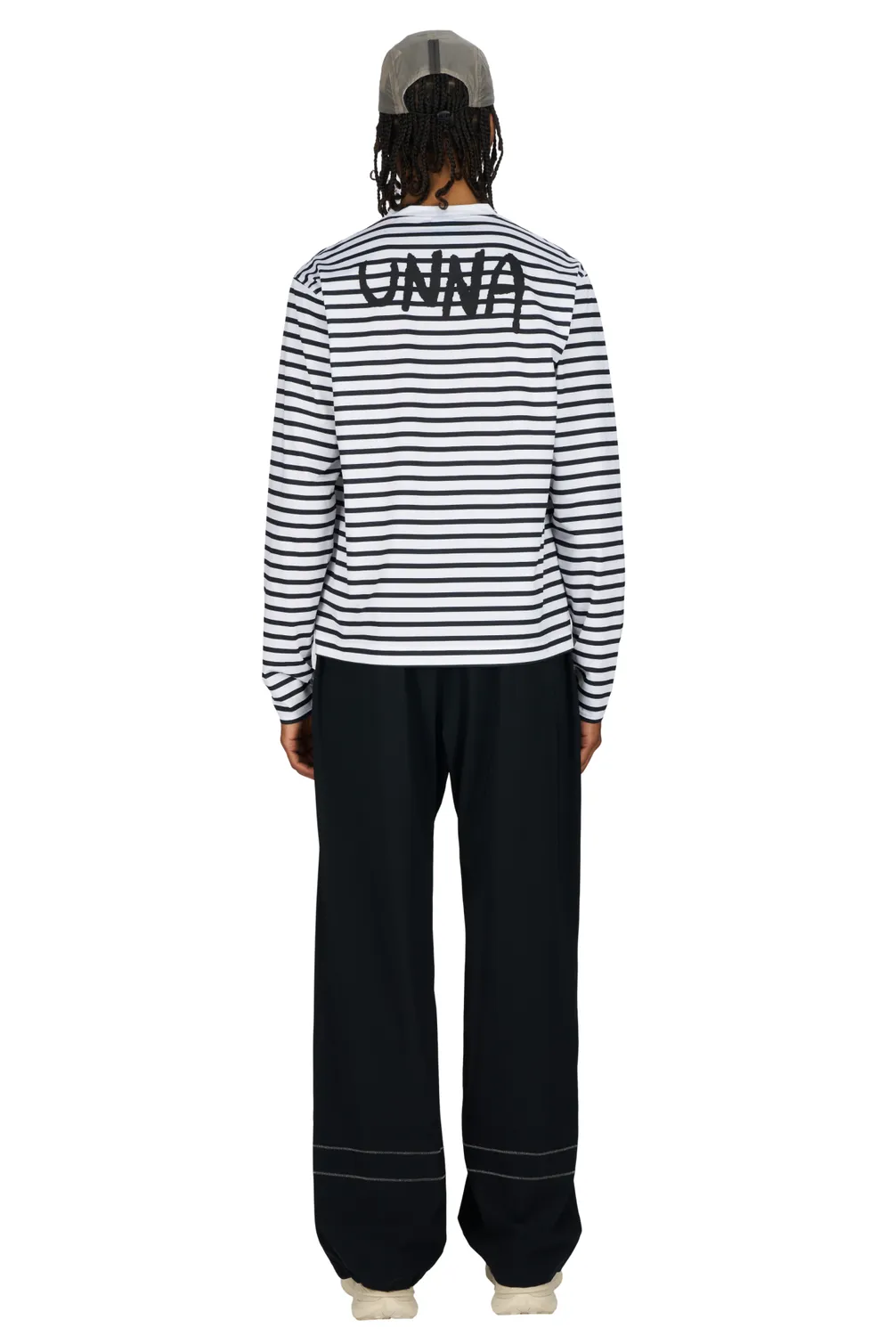 UNNA Striped LS Langarmshirt Herren Weiß-Navy gestreift