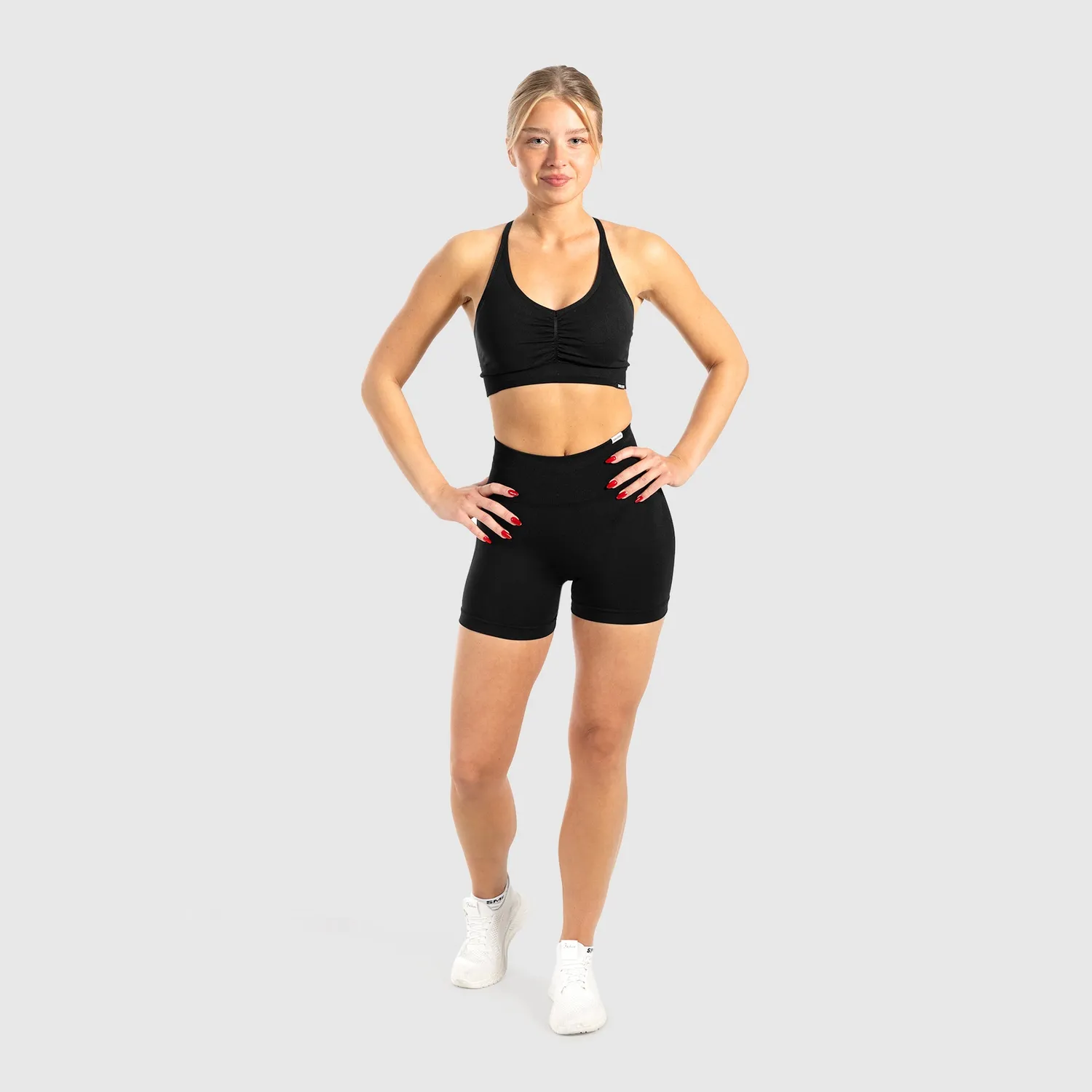 Smilodox Cetrina Scrunch Issy Shorts Schwarz High Waist