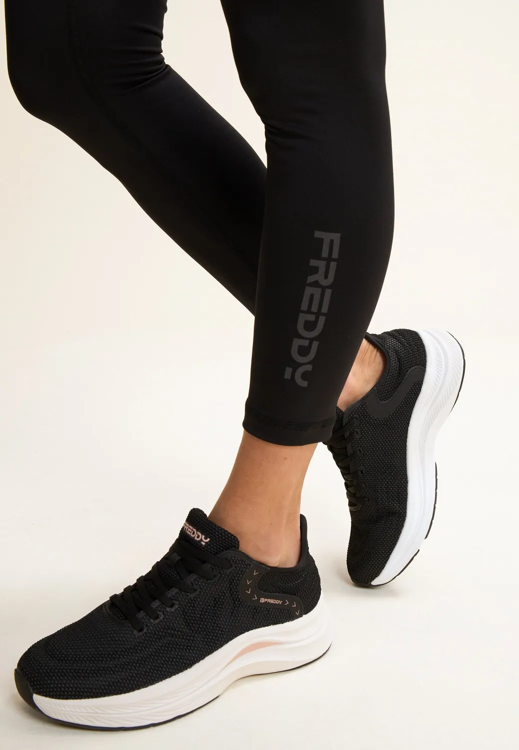 Freddy 7/8 High-Waist Leggings Damen Schwarz Glitter blickdicht