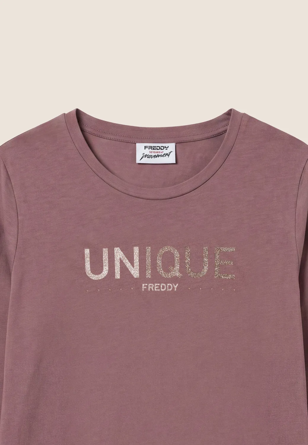 Freddy Unique Langarmshirt Nero mit Gold-Print