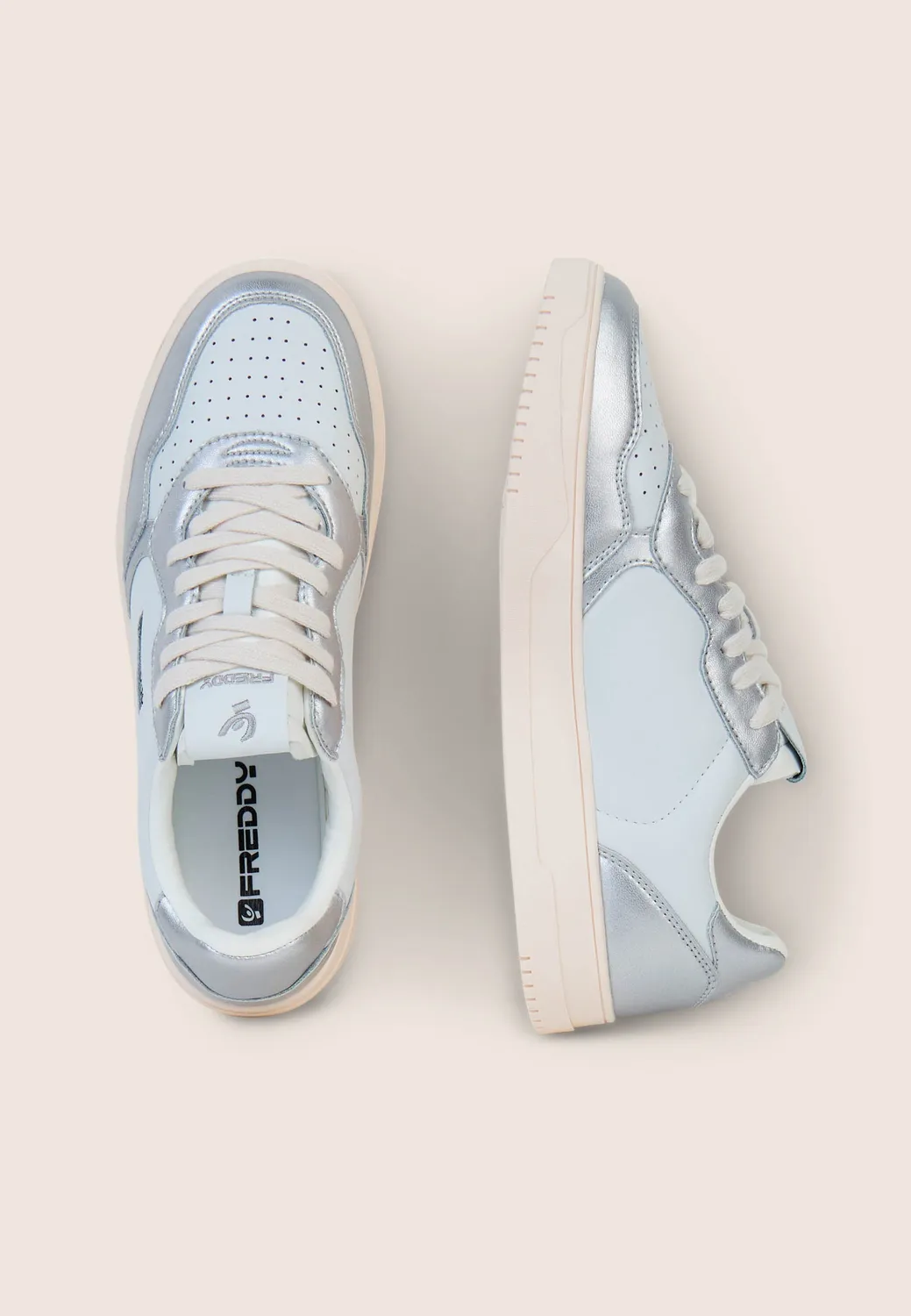 Freddy Retro Basket Sneaker weiß-silber Leder