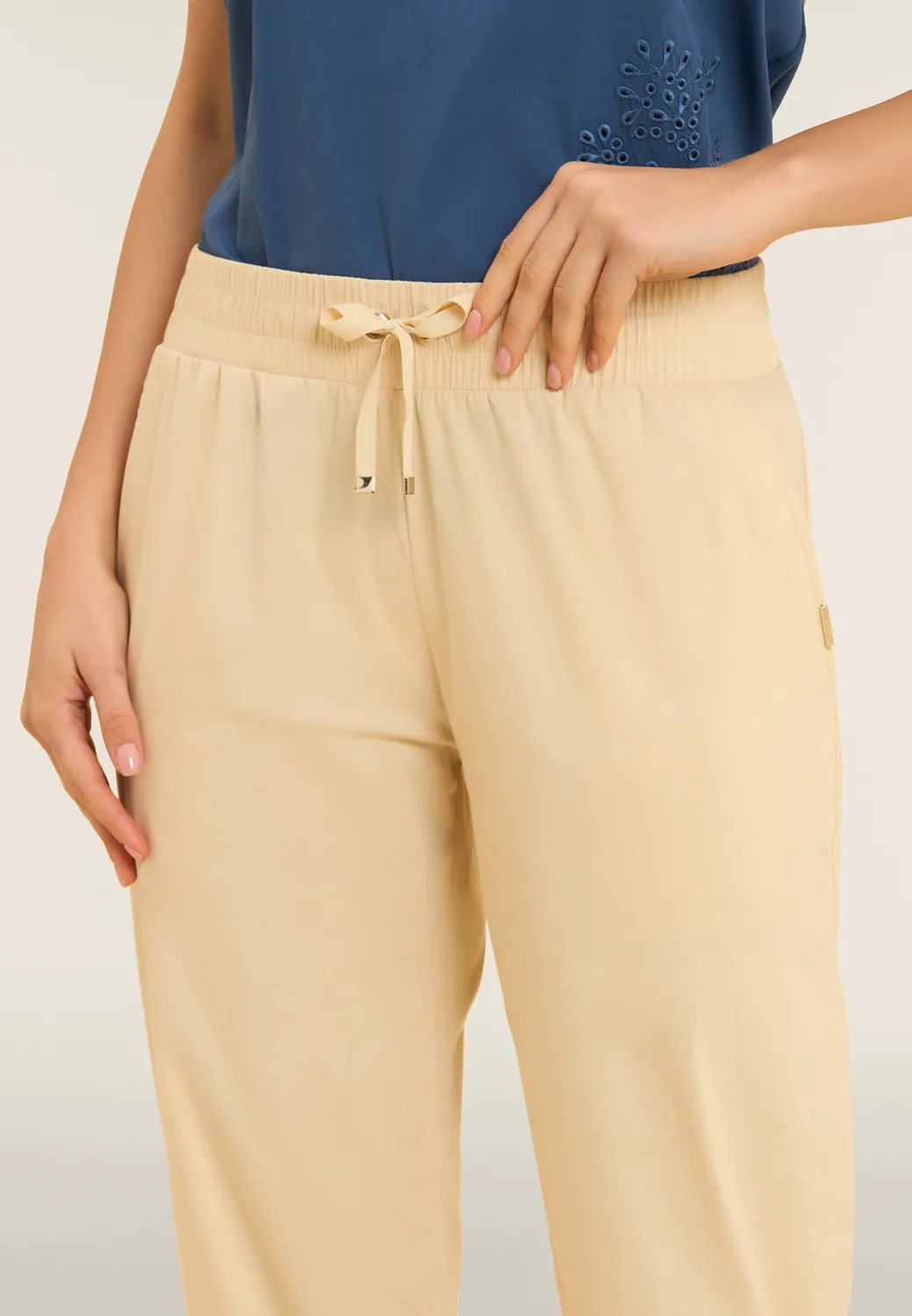 Freddy Cropped Popeline Hose Dark Denim blickdicht
