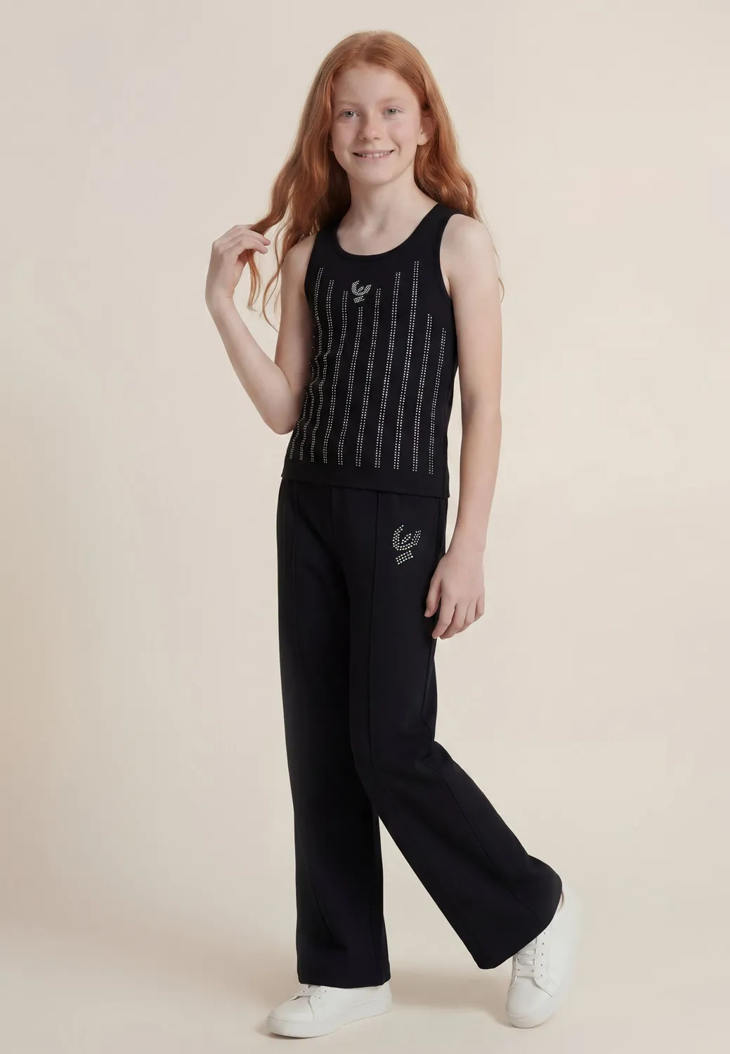 Freddy Flare-Leggings Mädchen schwarz mit Strass