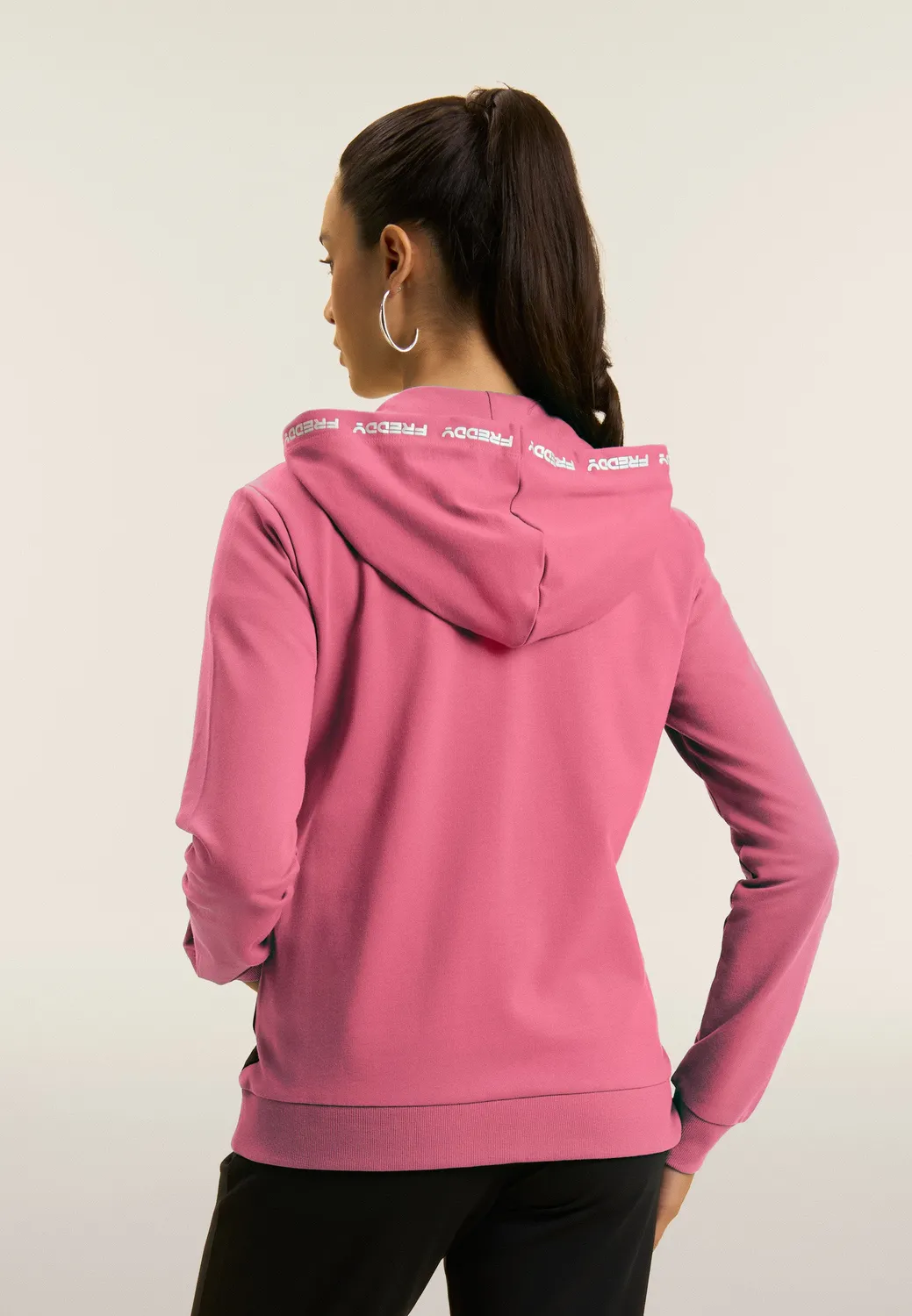 Freddy Trainingsanzug Kapuze Rosa-Schwarz Baumwolle