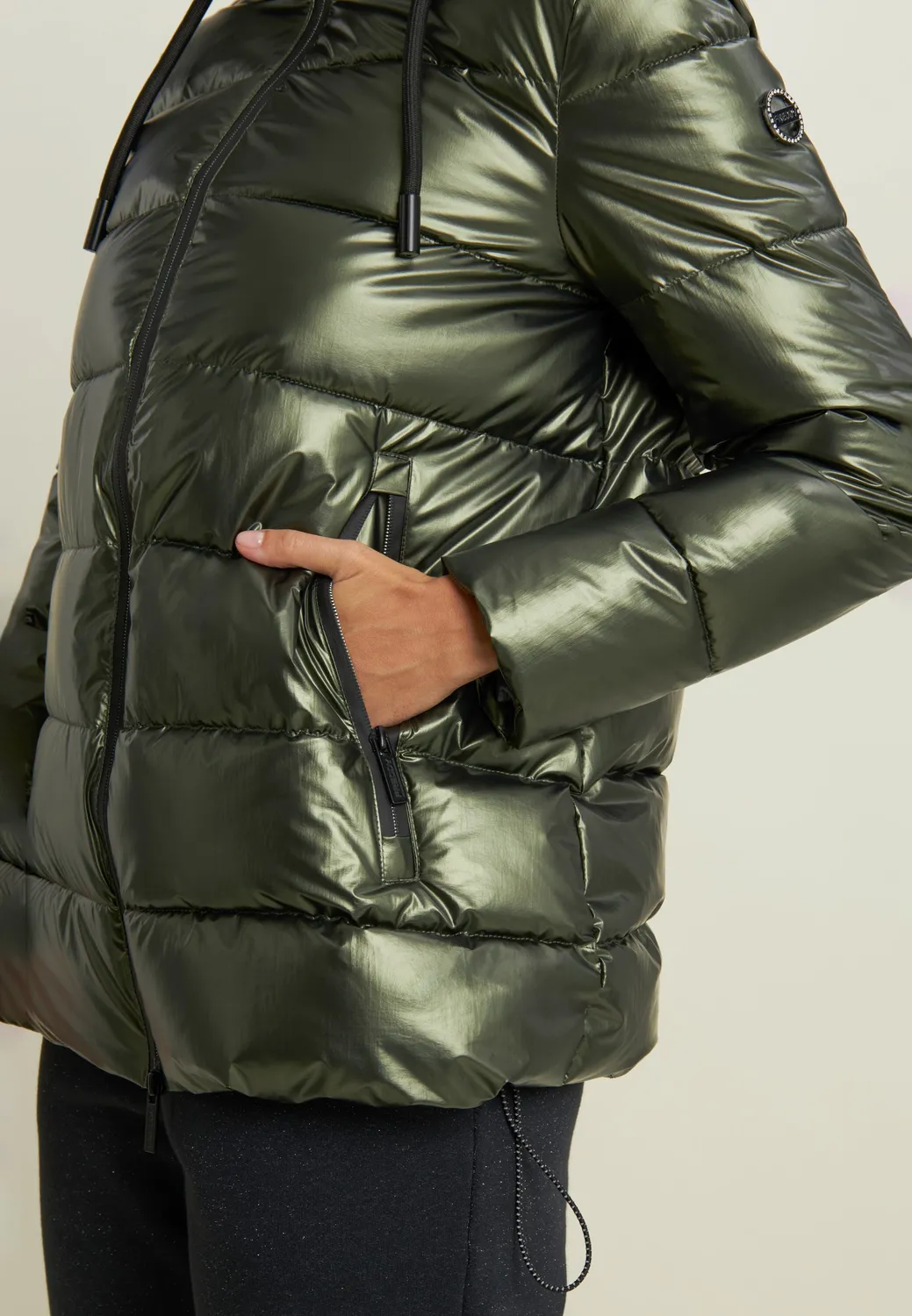 Freddy Damen Steppjacke Kapuze Schwarz Nero
