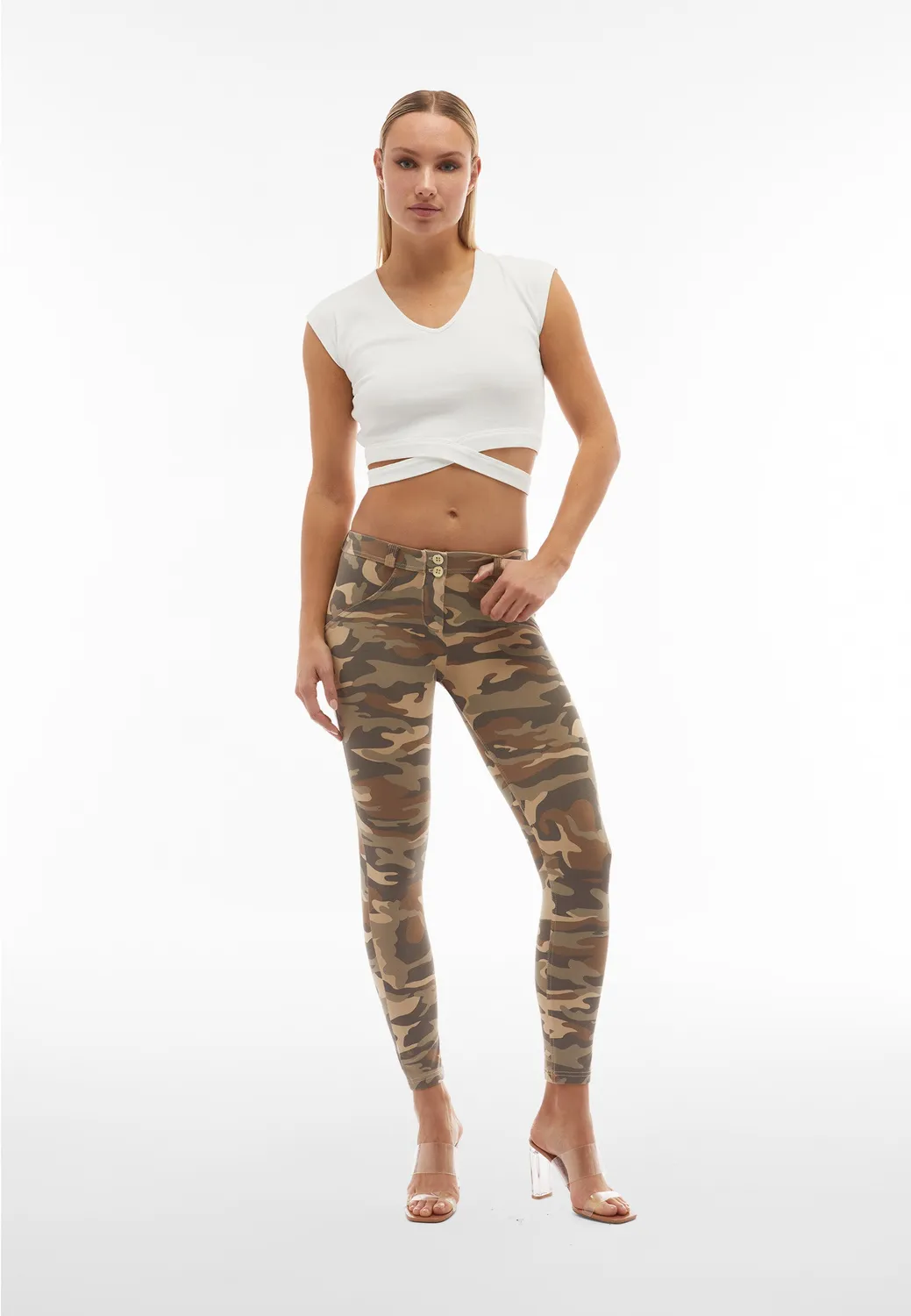 Freddy WR.UP 7/8 Superskinny Push-up Hose Camouflage Blau