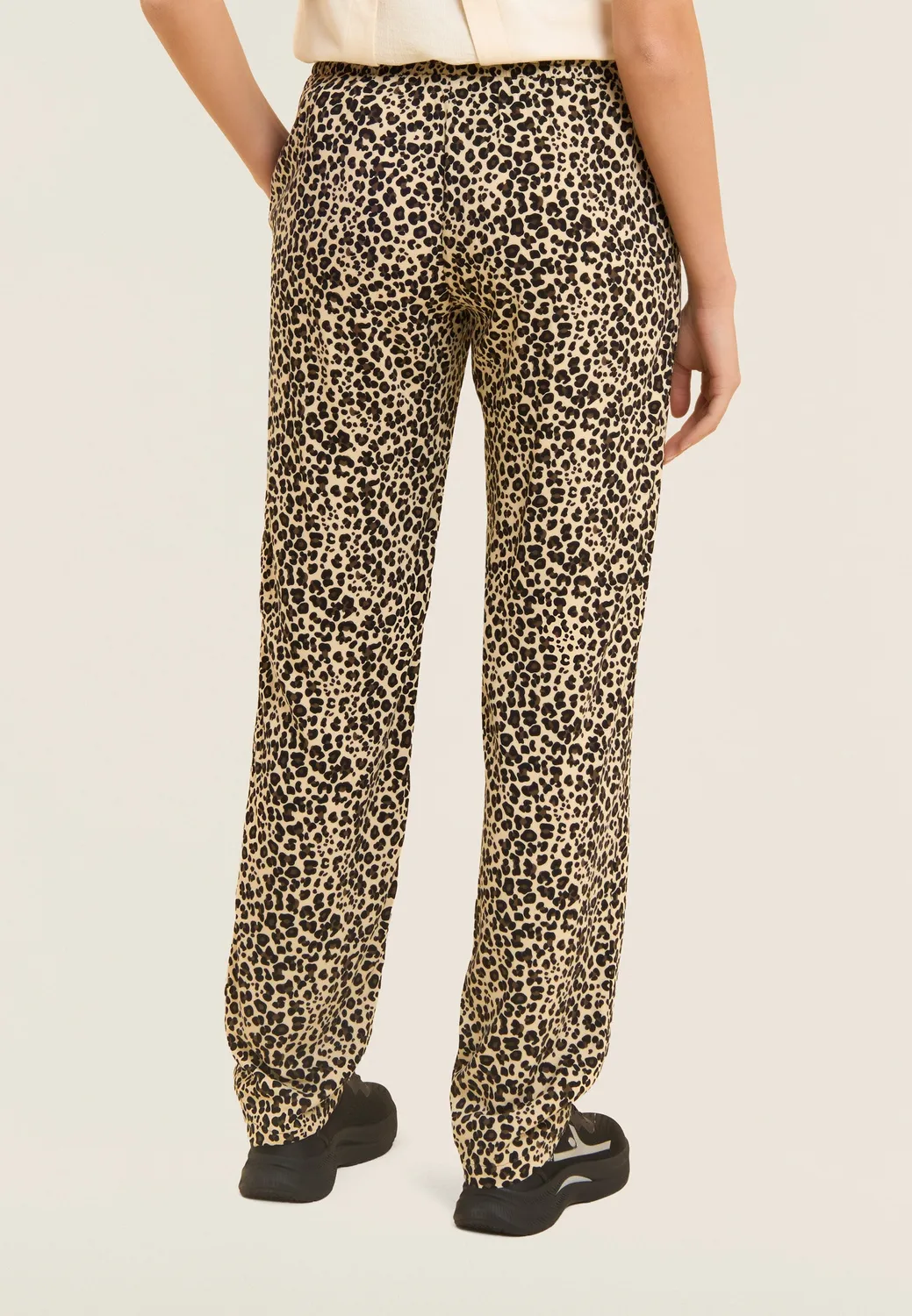 Freddy Viskose Hose Damen Straight Leg Animalier Grau