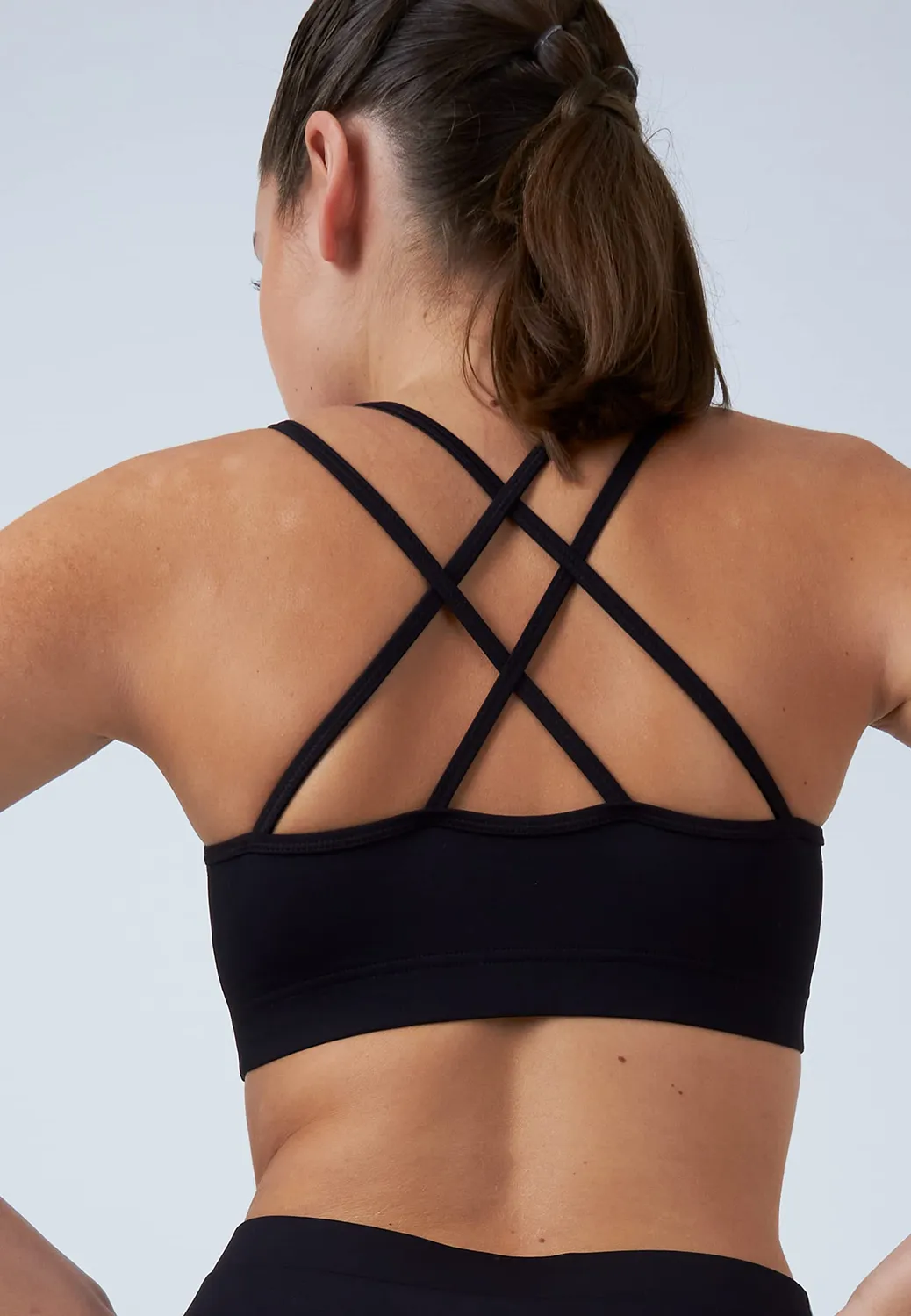 SPORTKIND Sport BH gekreuzte Träger Bustier schwarz