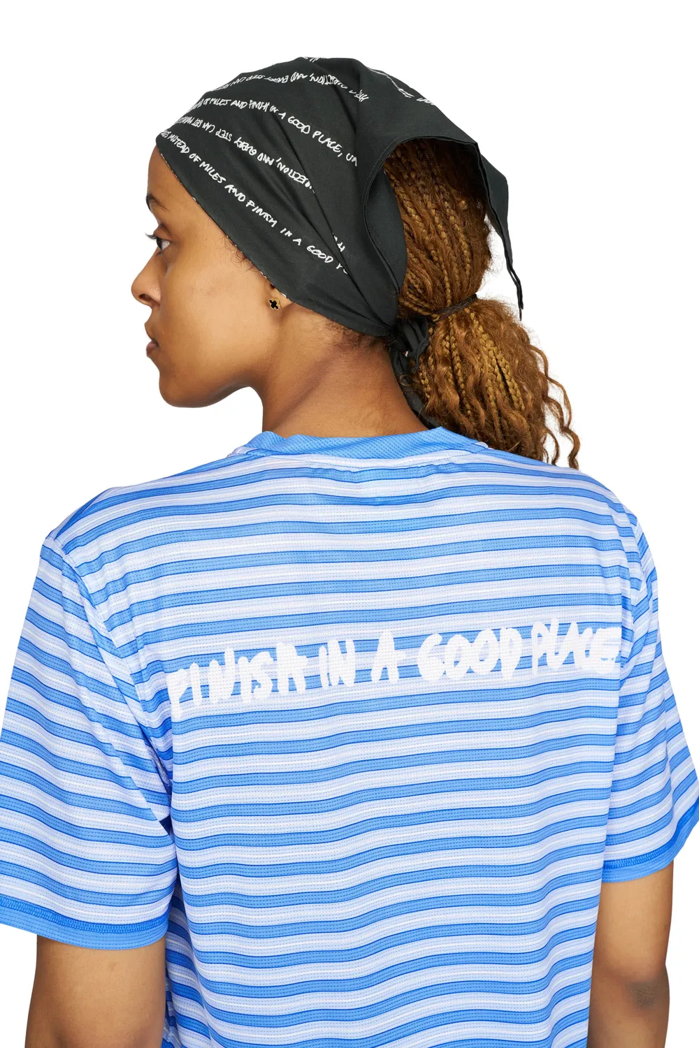 UNNA Wavy Tee Striped Laufshirt Business Blue leicht