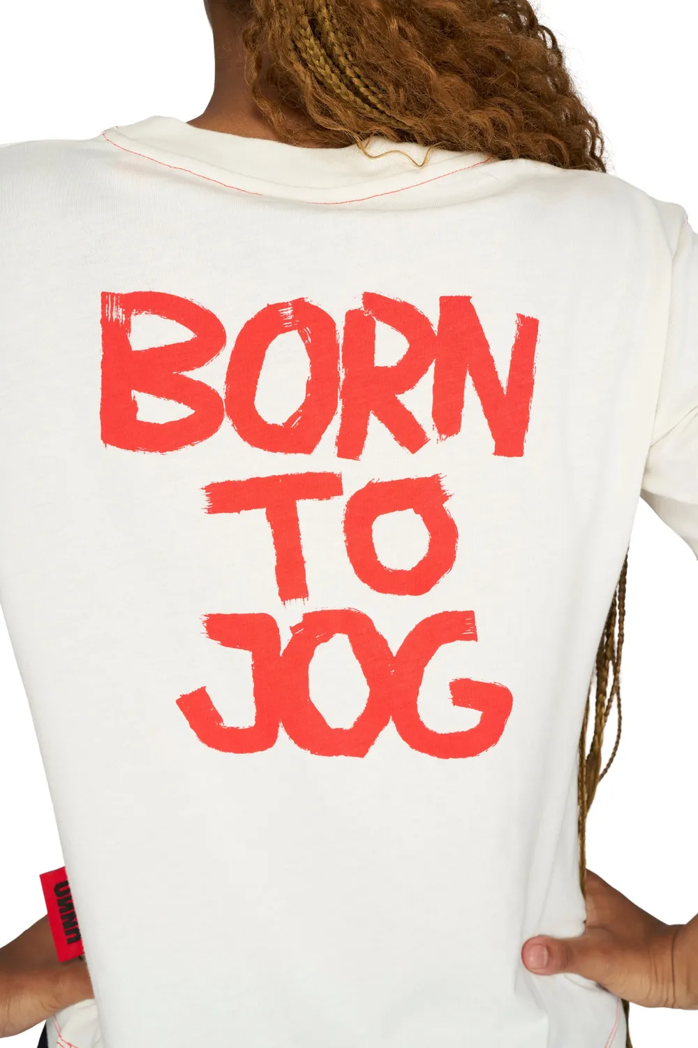 UNNA Born To Jog Tee W T-Shirt Vanilla White Baumwolle